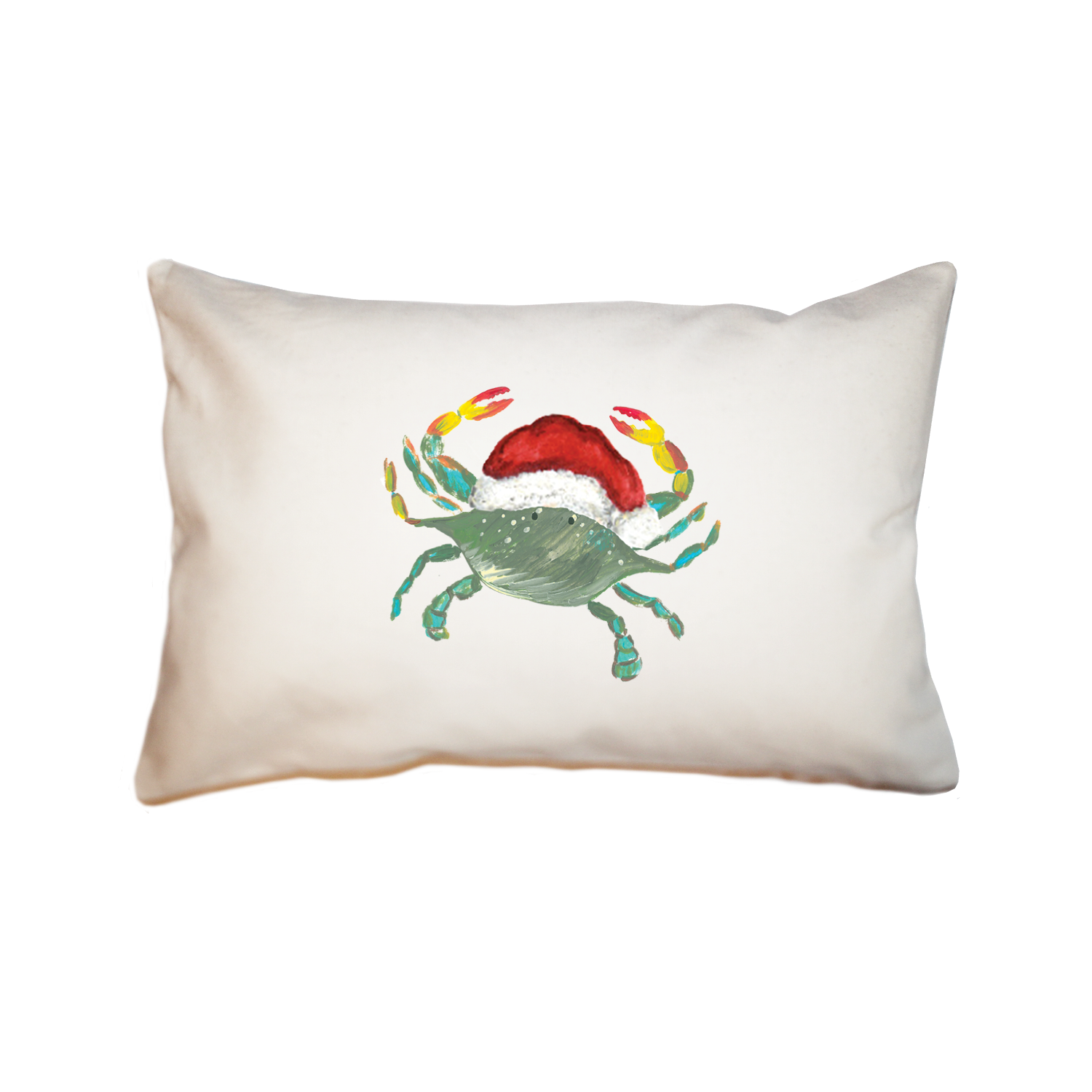 crab with santa hat large rectangle pillow