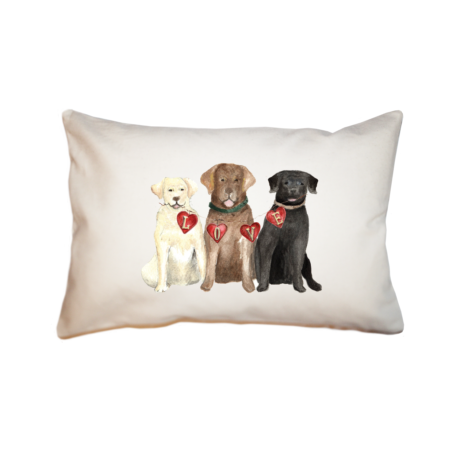 three labs valentine's day large rectangle pillow