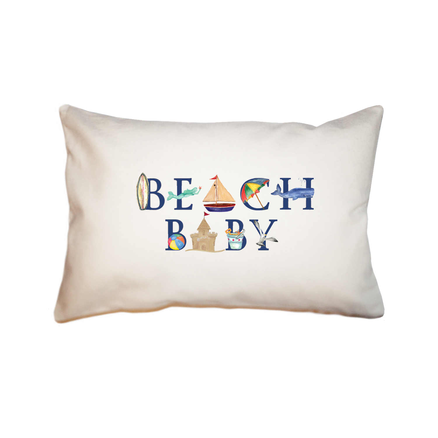 beach baby large rectangle pillow