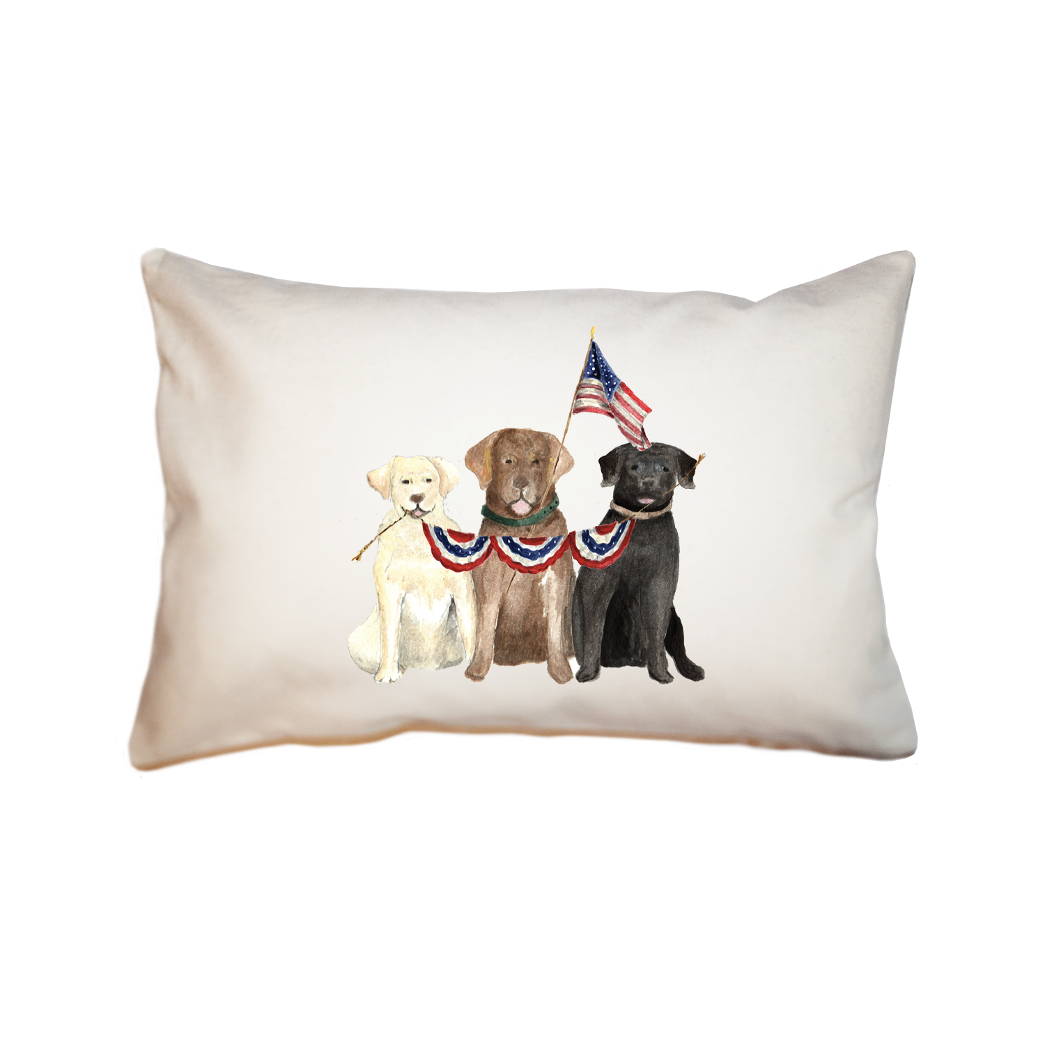 three labs 4th of july large rectangle pillow