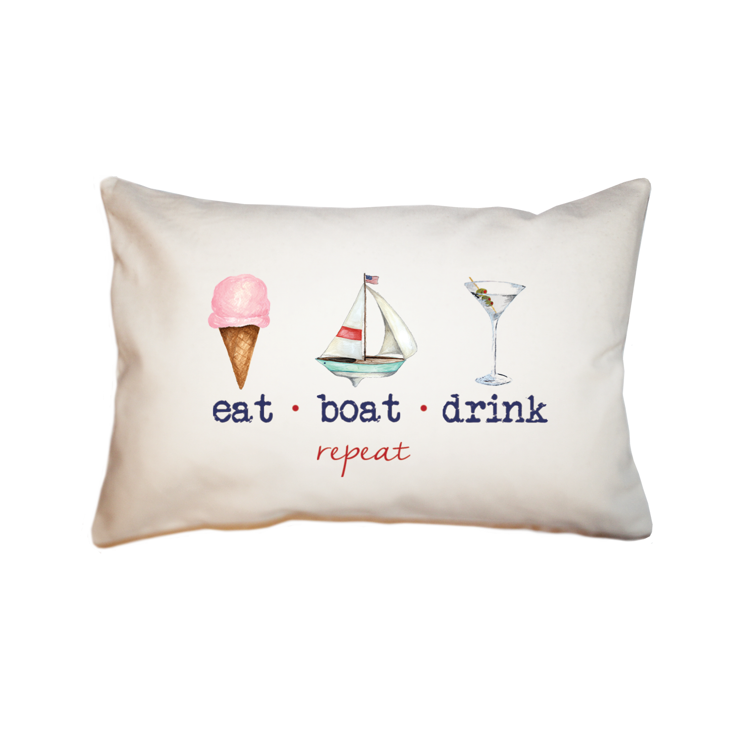 eat boat drink repeat large rectangle pillow