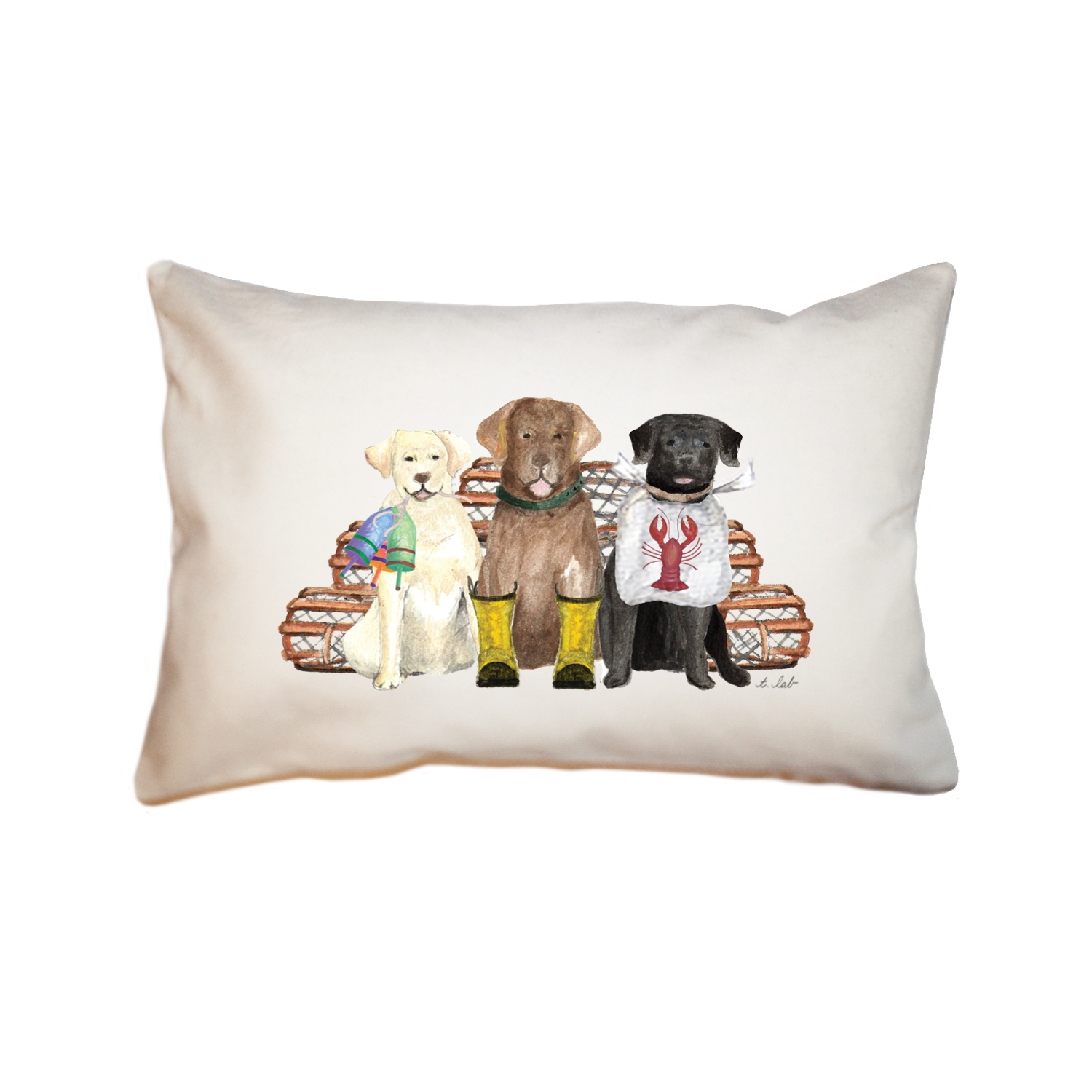 three labs lobster large rectangle pillow