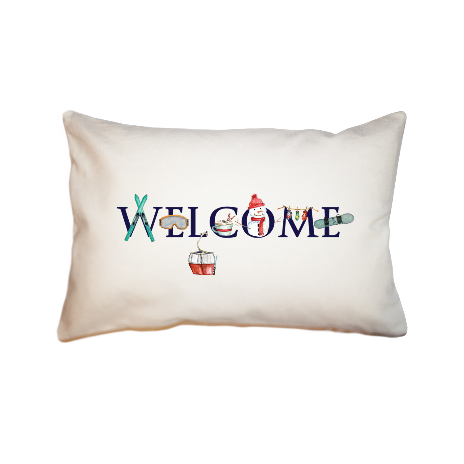 welcome ski version large rectangle pillow