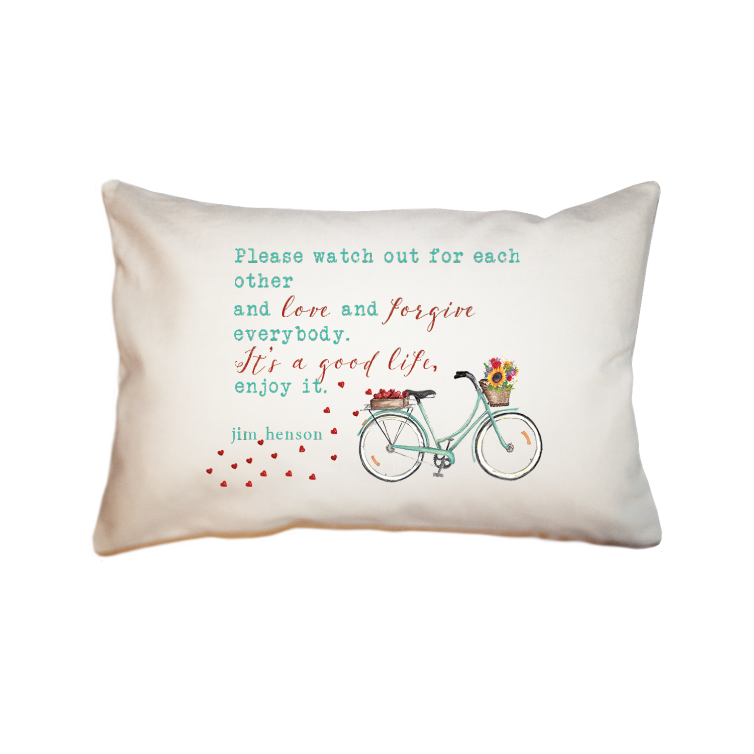 wildflower bike with jim henson quote large rectangle pillow