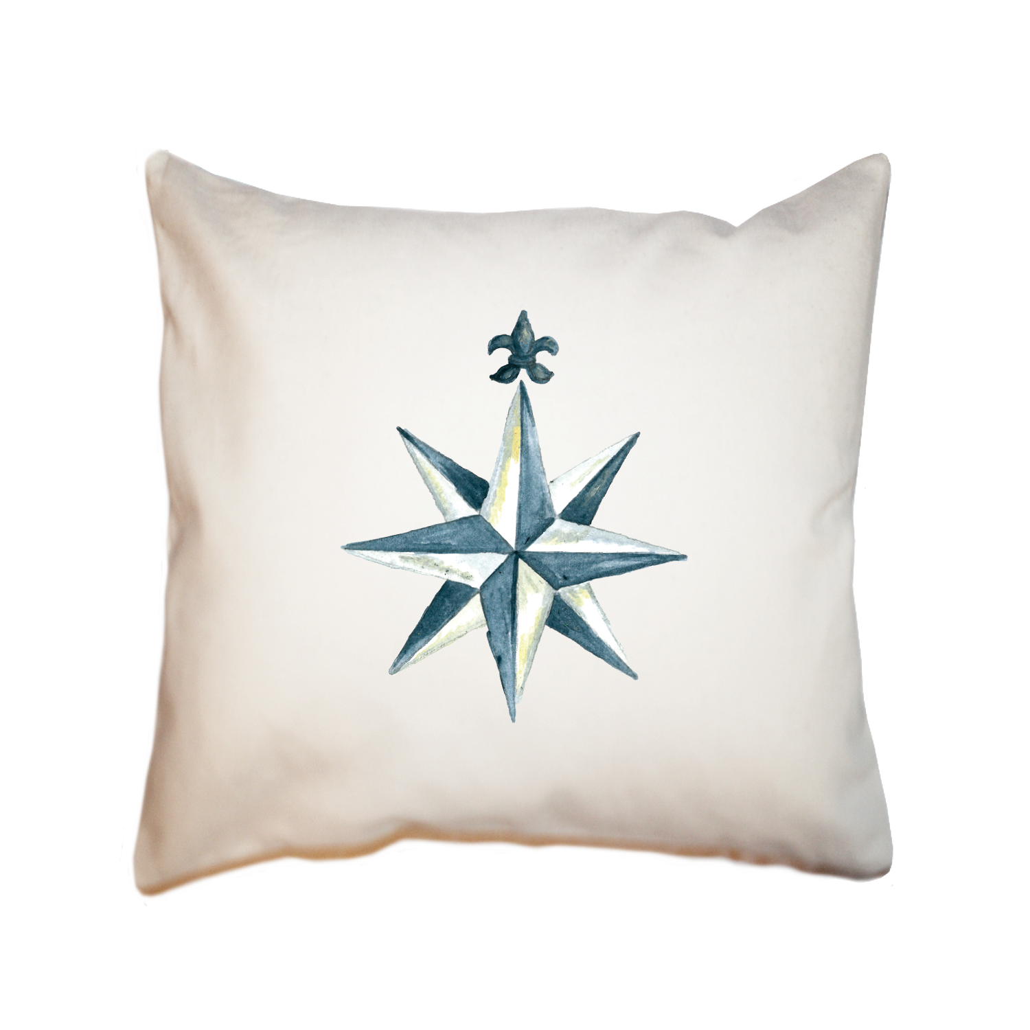 compass rose navy square pillow