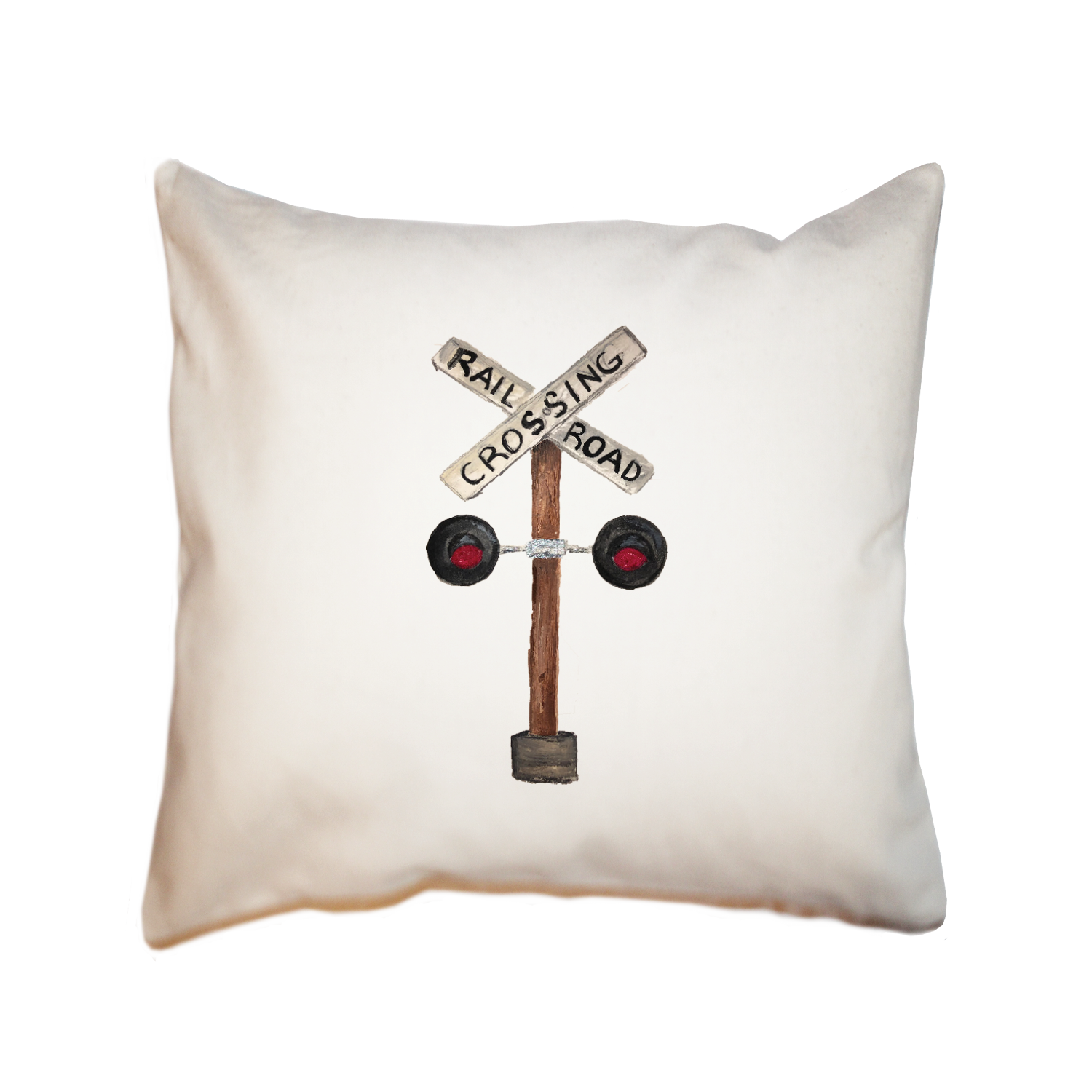 railroad crossing sign square pillow