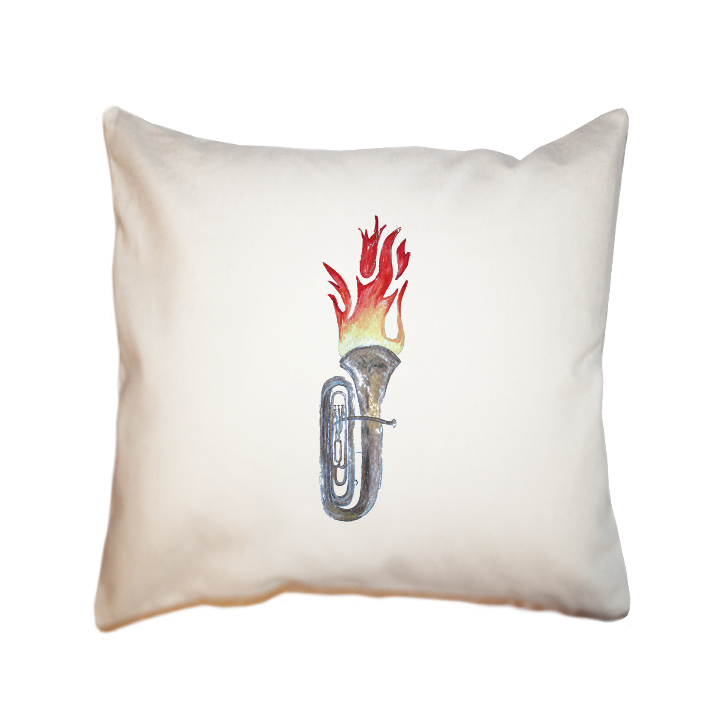 flaming tuba square pillow