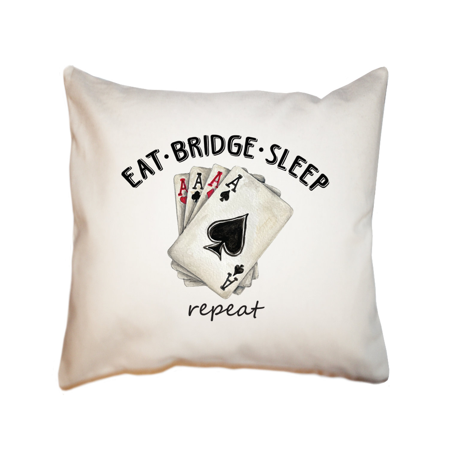 eat sleep bridge repeat square pillow