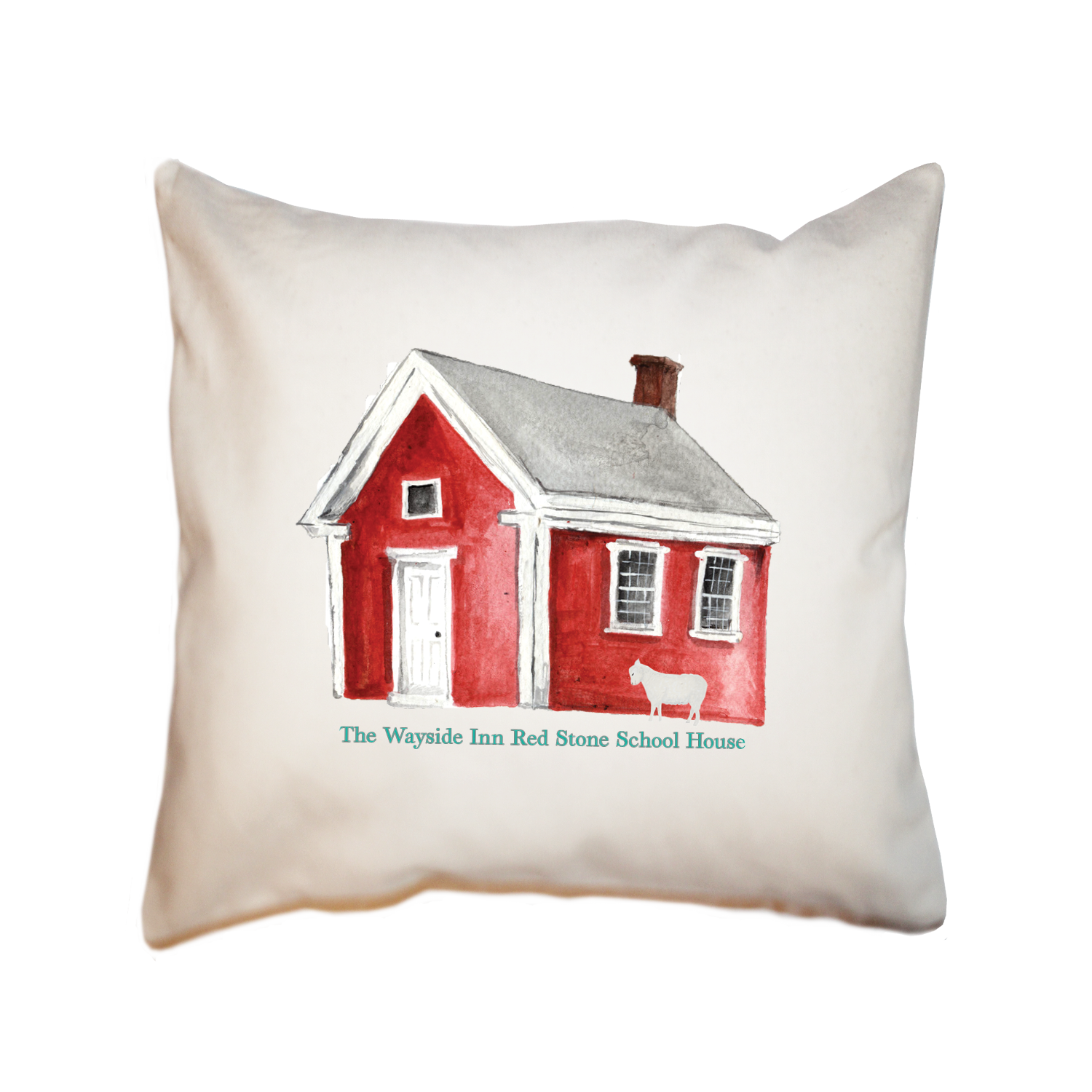 wayside Inn red school house square pillow