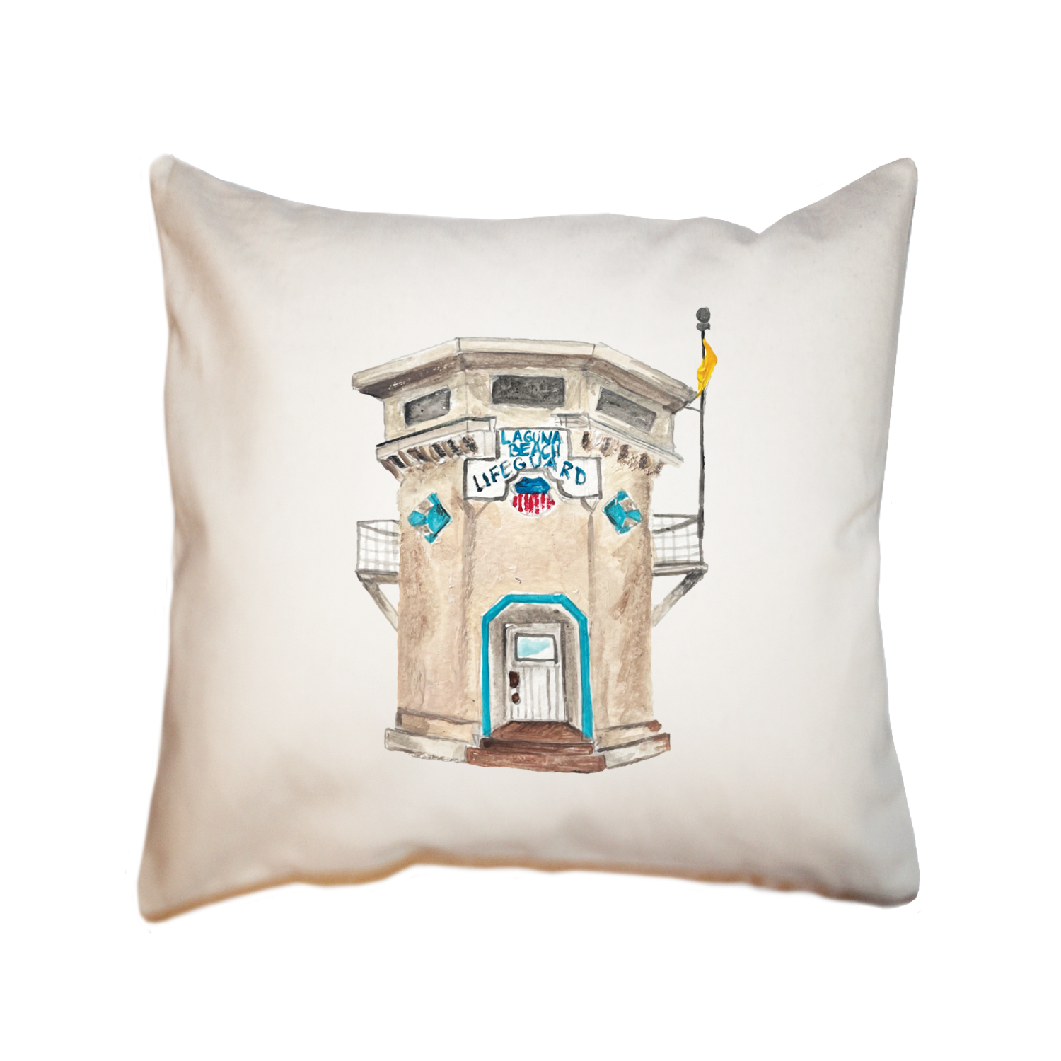 laguna beach lifeguard stand square pillow