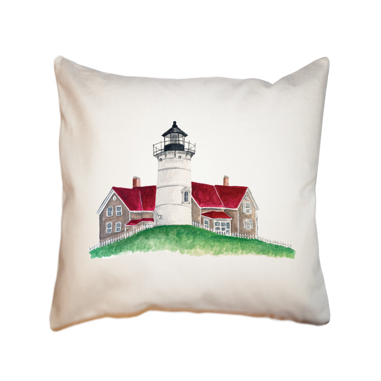 falmouth lighthouse landscape square pillow