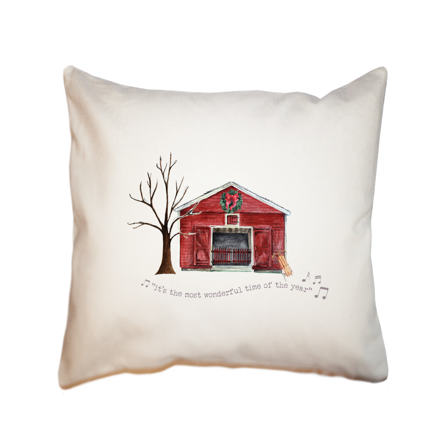 winter barn most wonderful time of year square pillow
