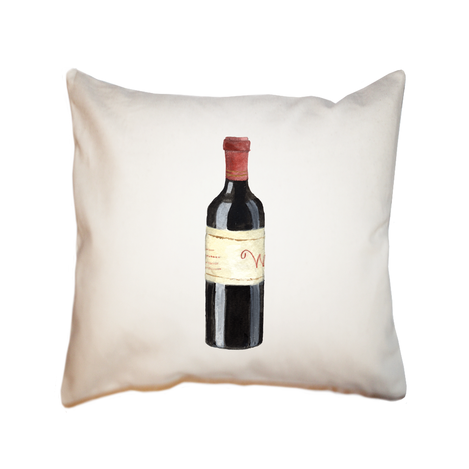 bottle of red square pillow