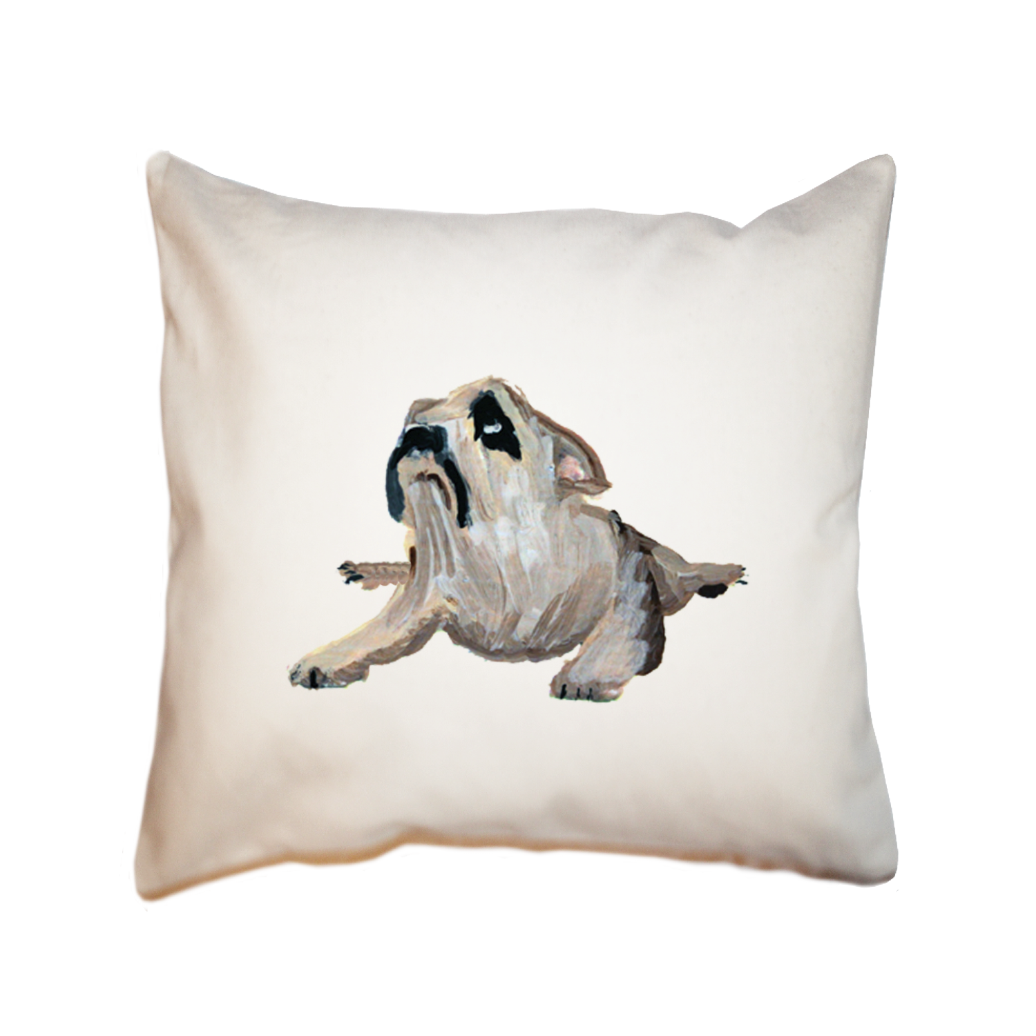 bulldog resting square pillow