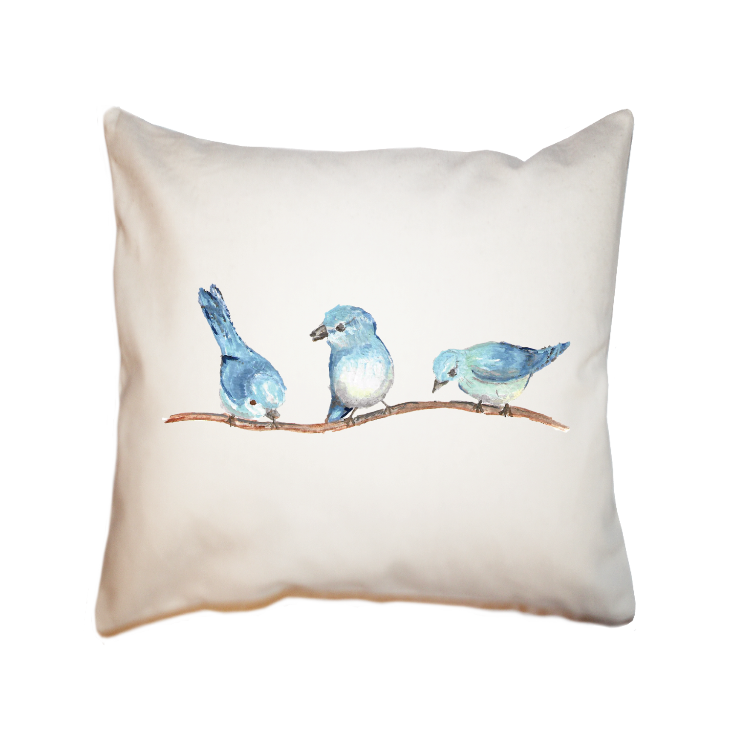 three blue birds square pillow