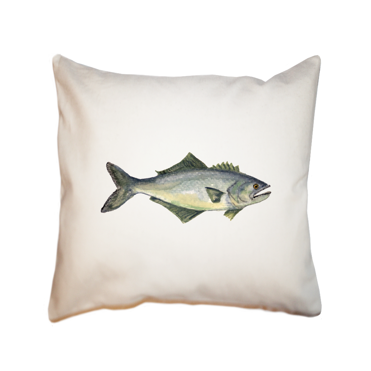 blue fish square pillow