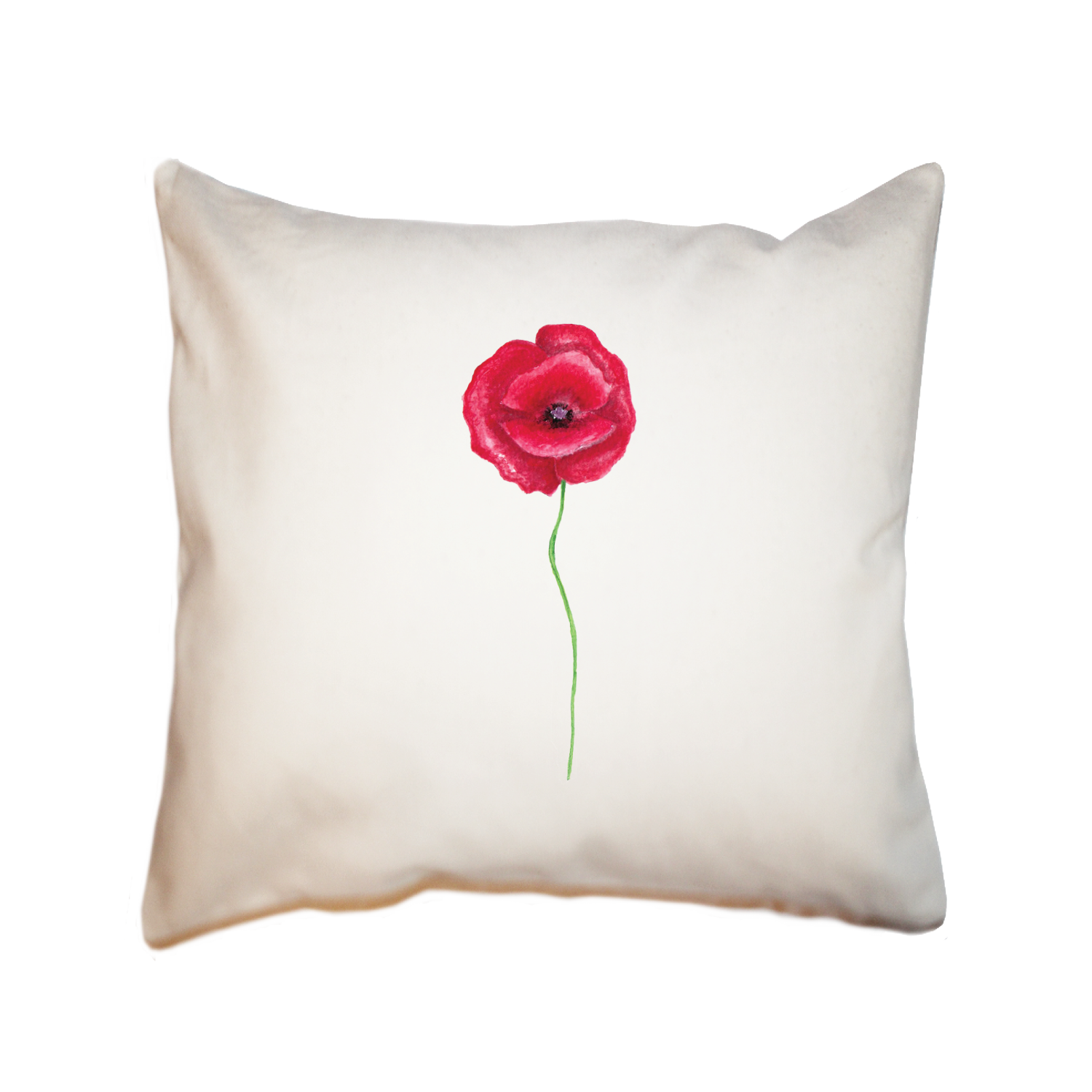 red poppy square pillow