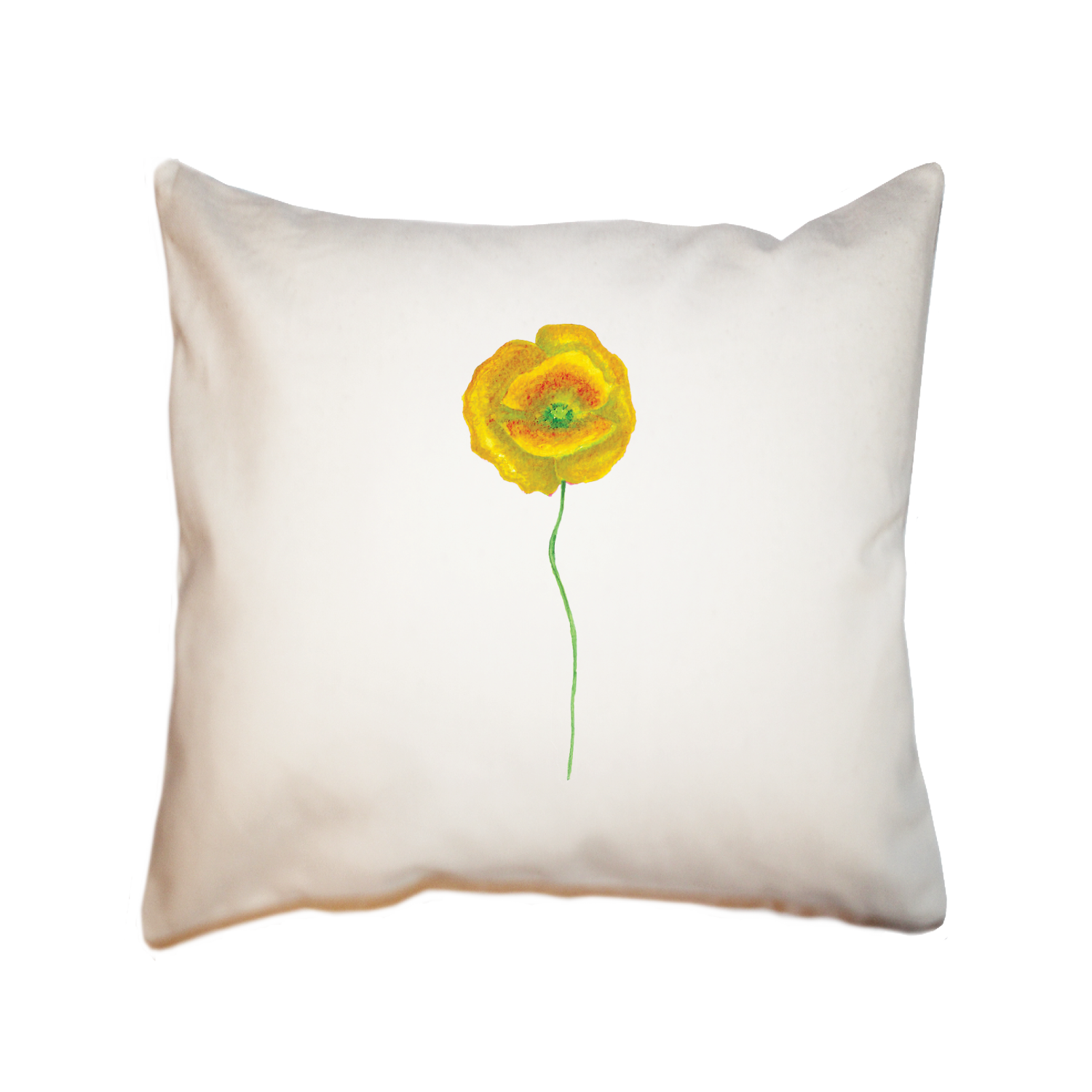 yellow poppy square pillow