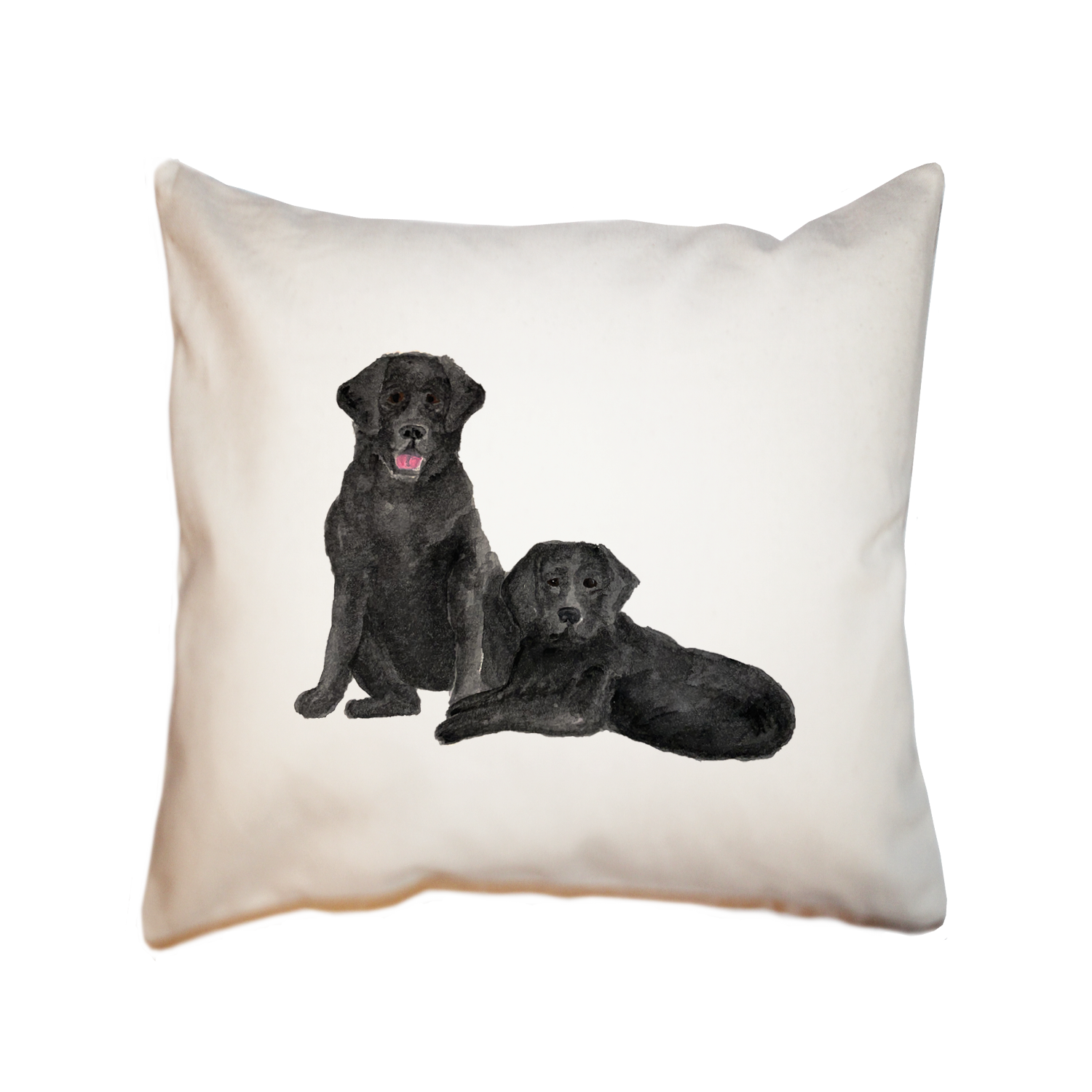 two black labs square pillow