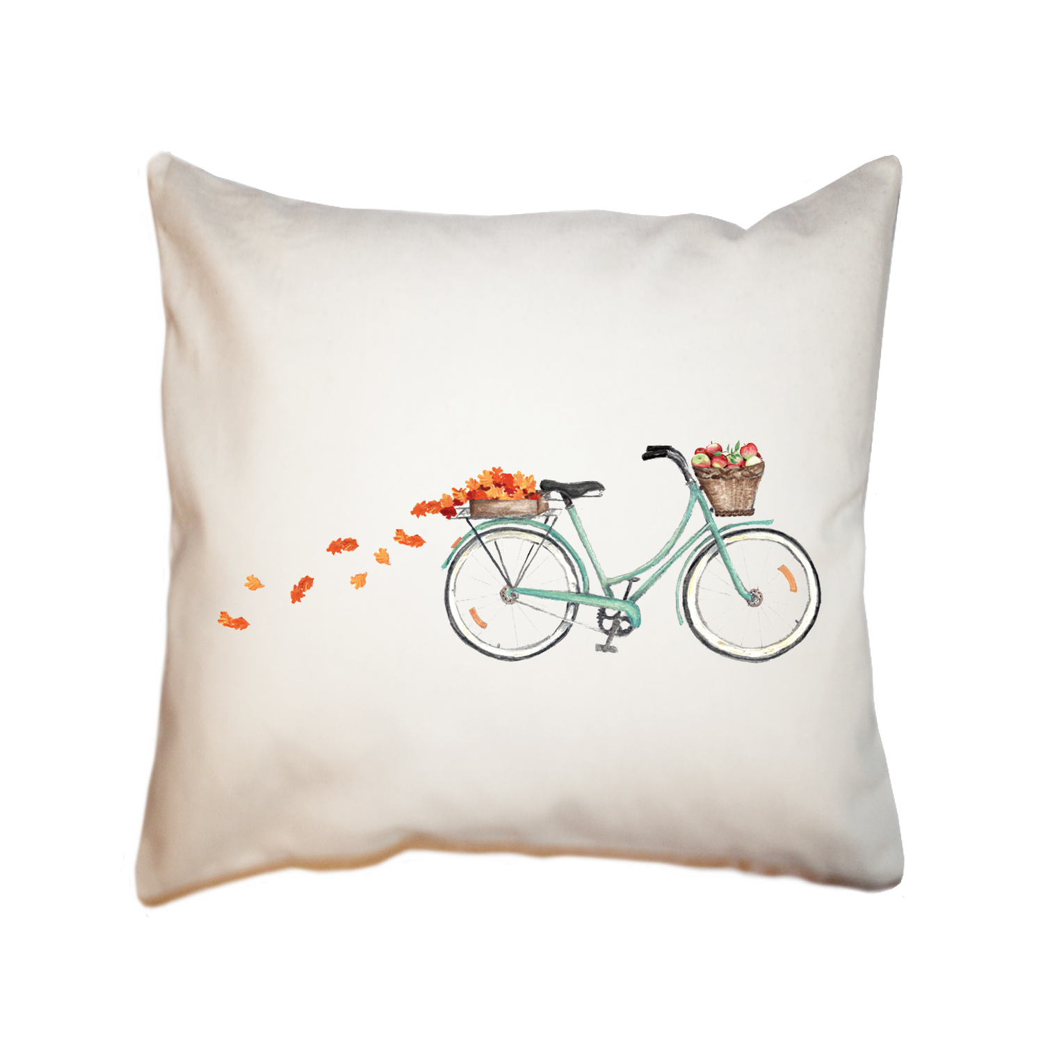 bike with apples and leaves square pillow