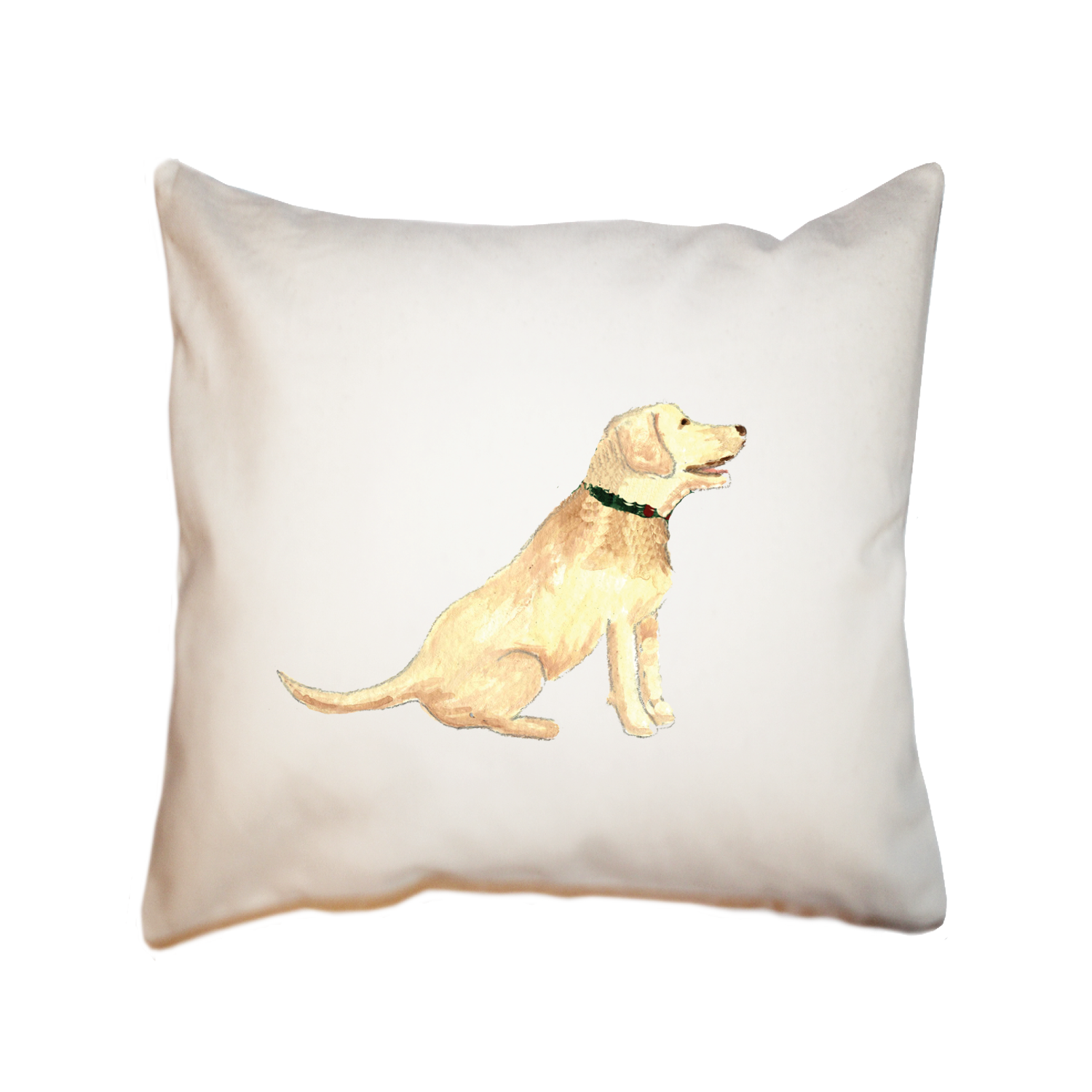 yellow lab sitting square pillow