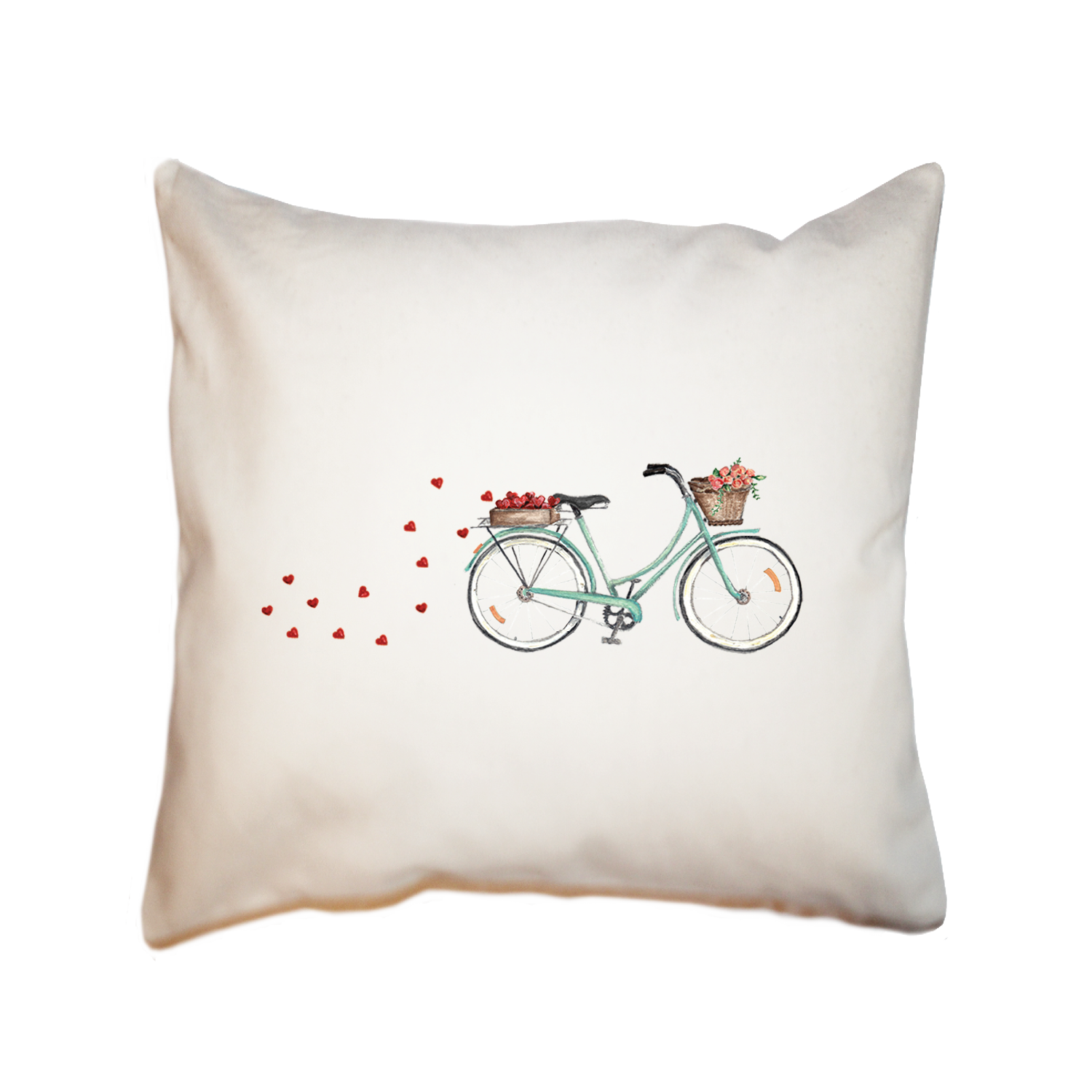 bike hearts flower square pillow