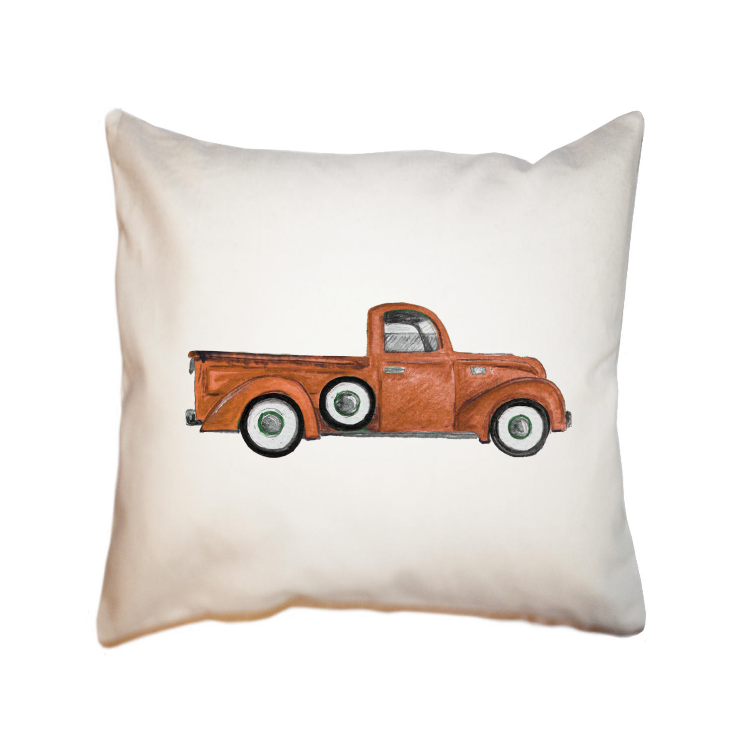 orange truck square pillow
