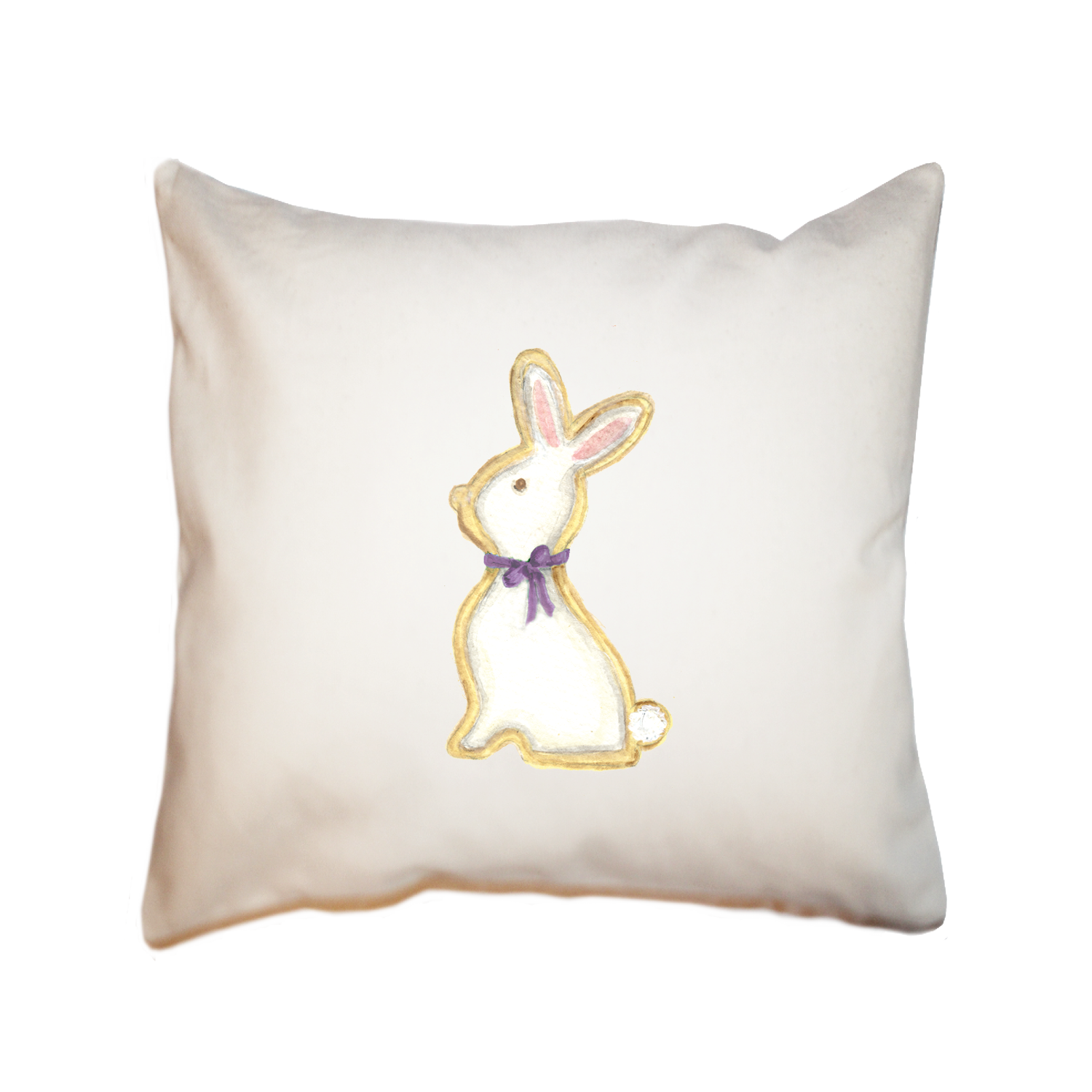 bunny cookie purple bow square pillow