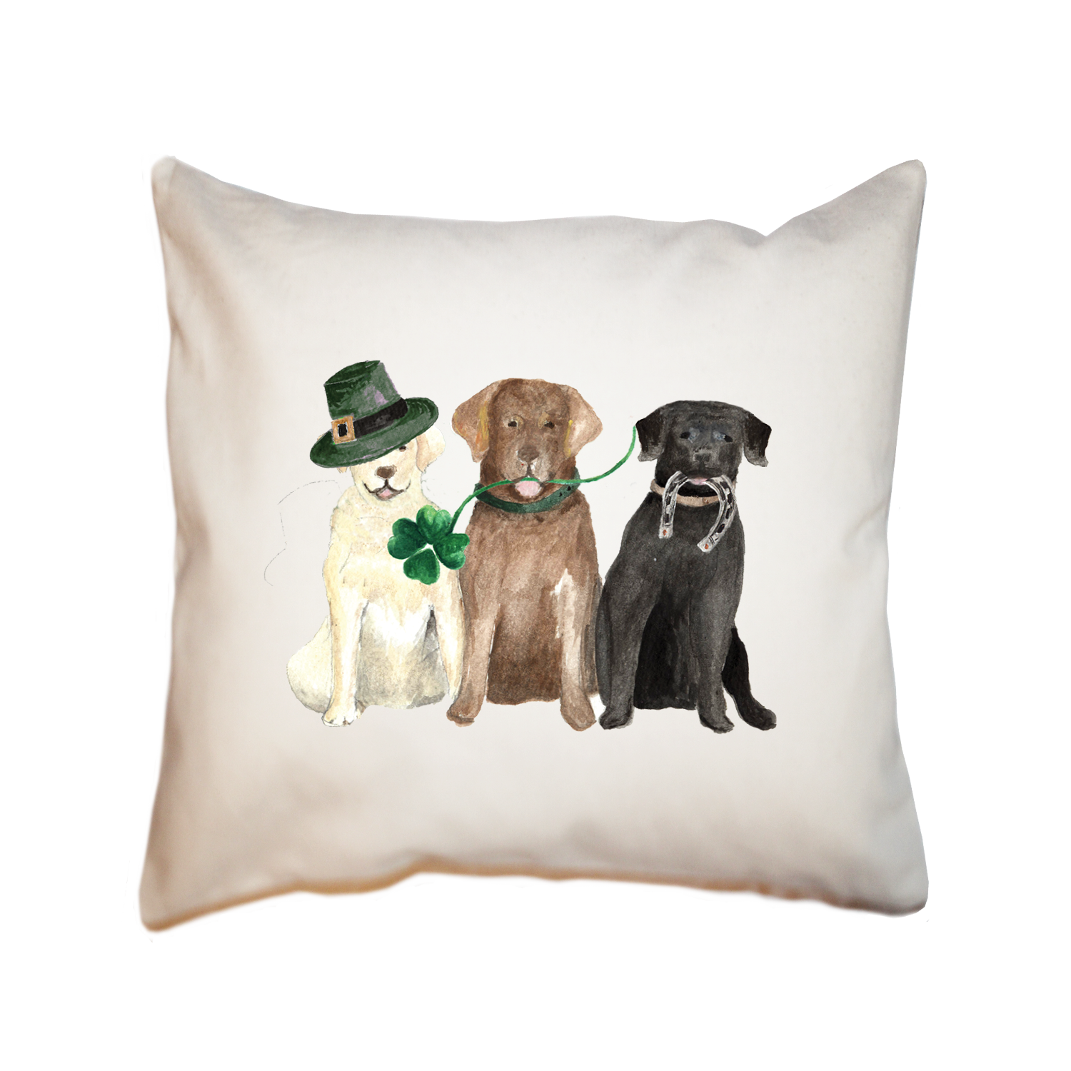three labs st patrick's day square pillow