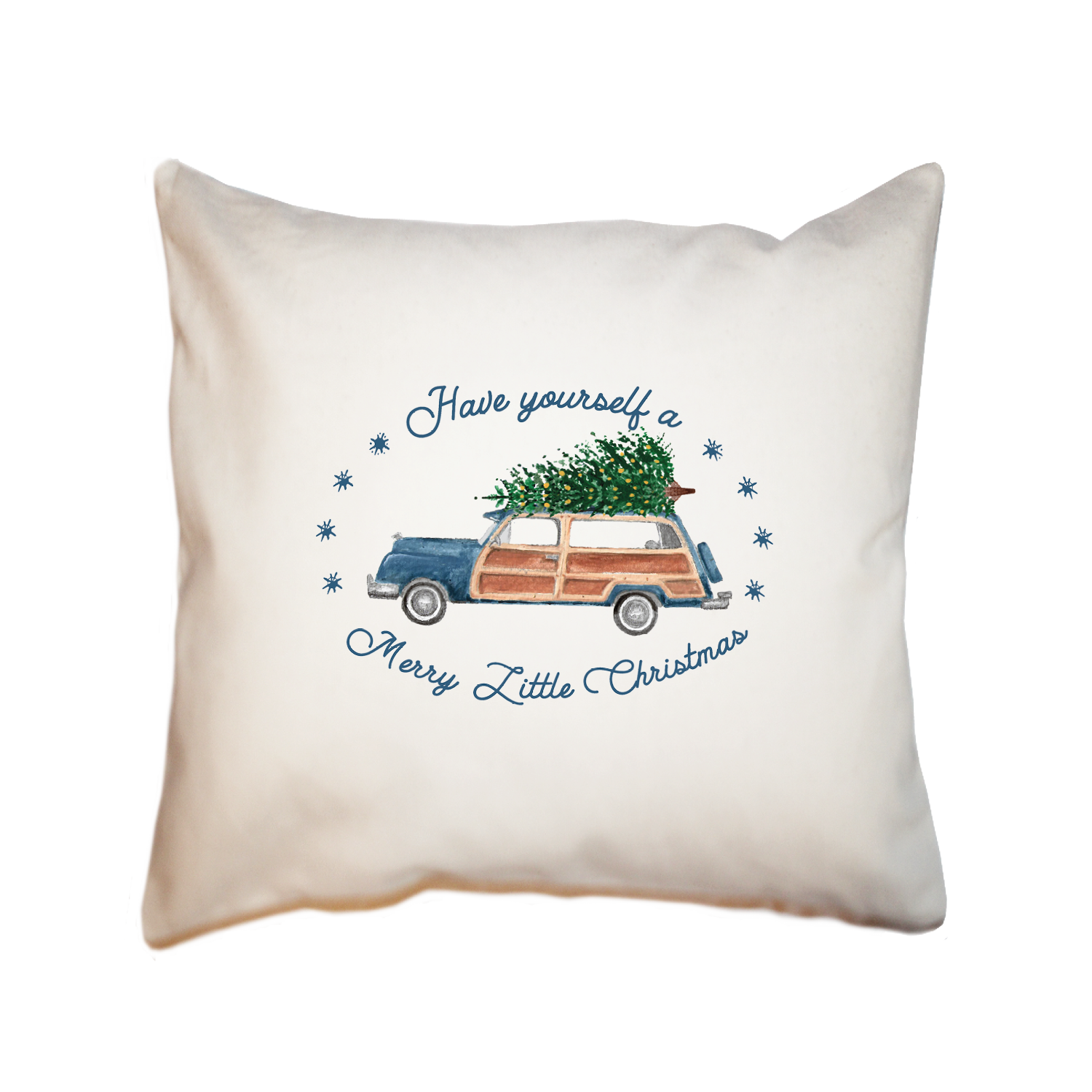 navy woody merry christmas square pillow Tina Labadini Designs