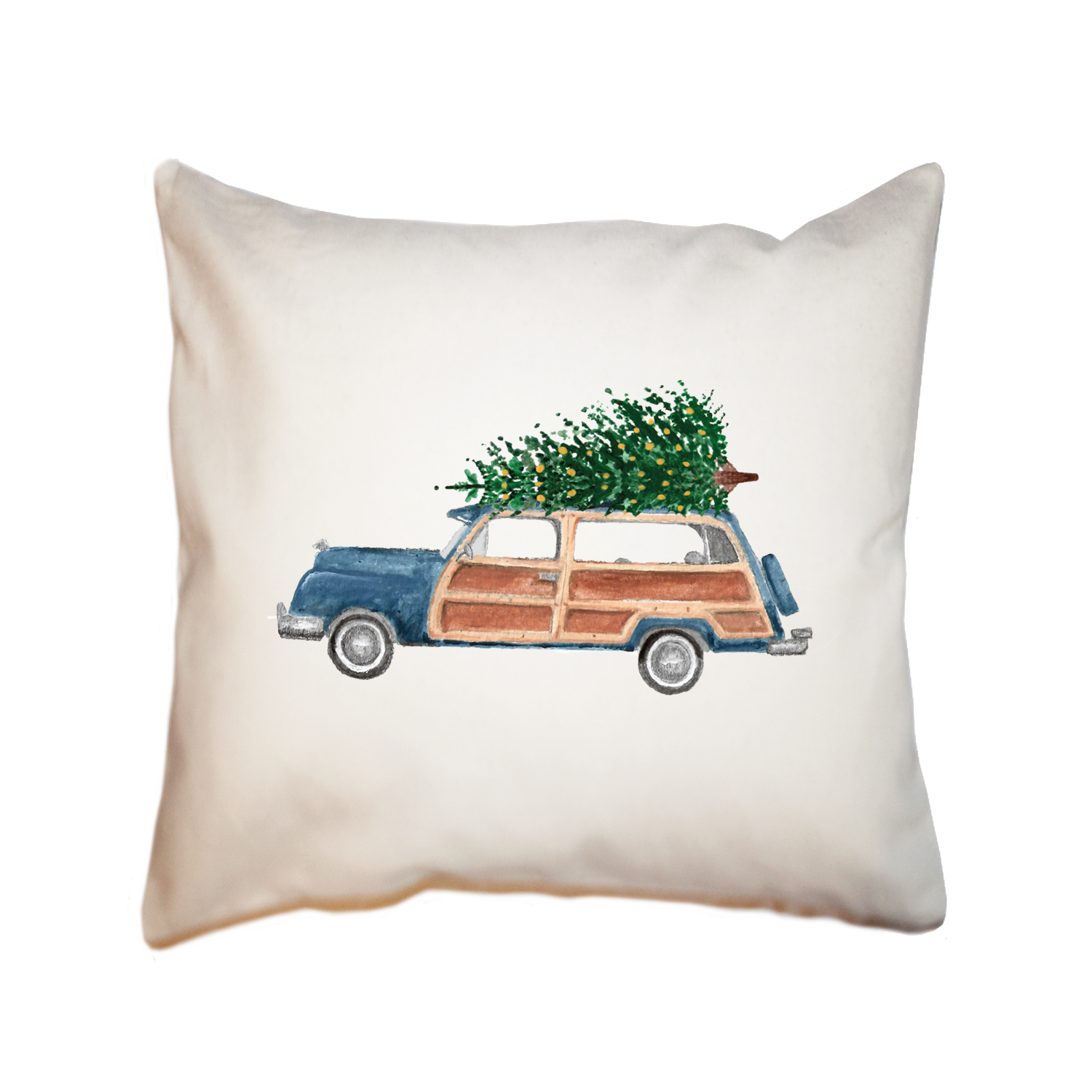 navy woody with tree square pillow