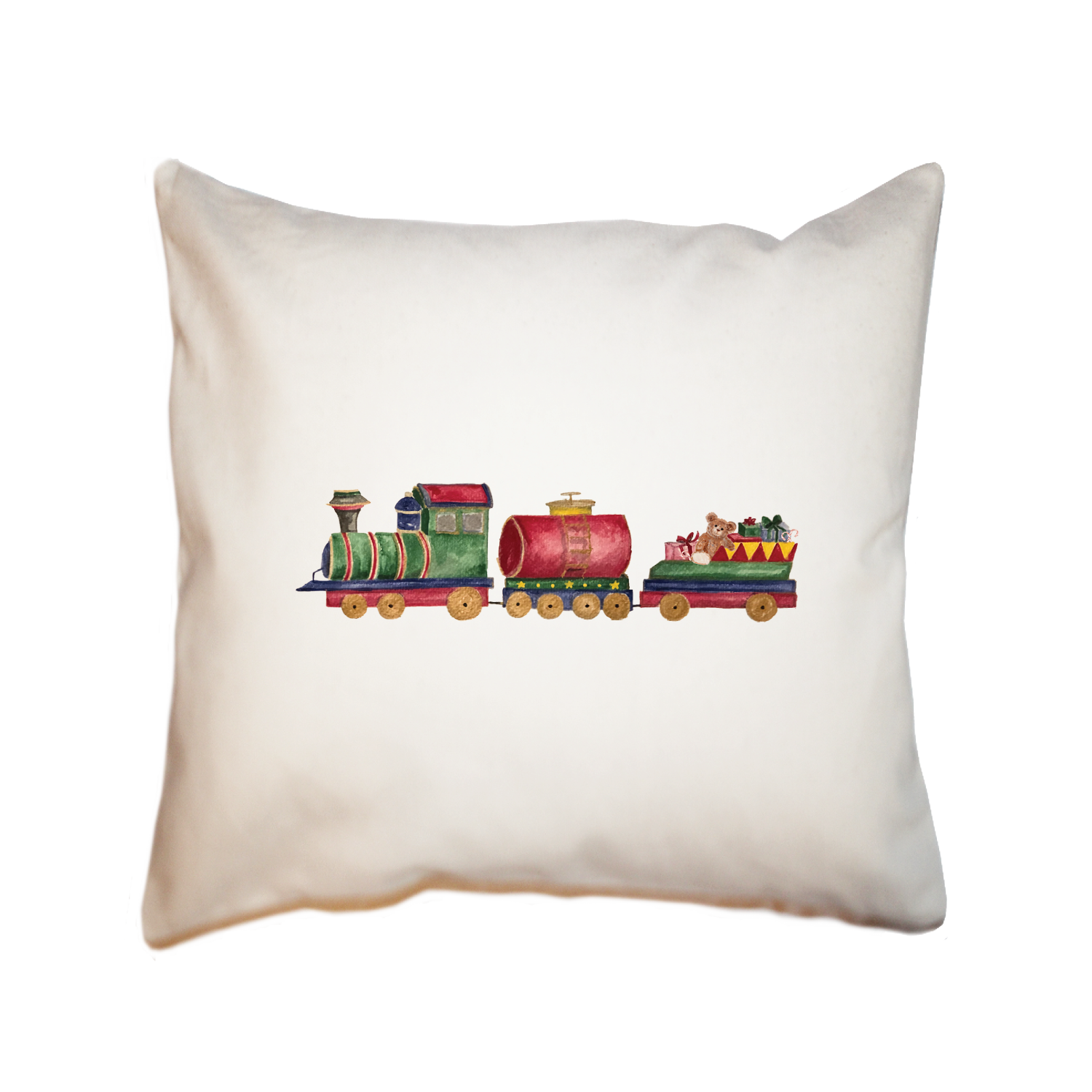 christmas train square pillow