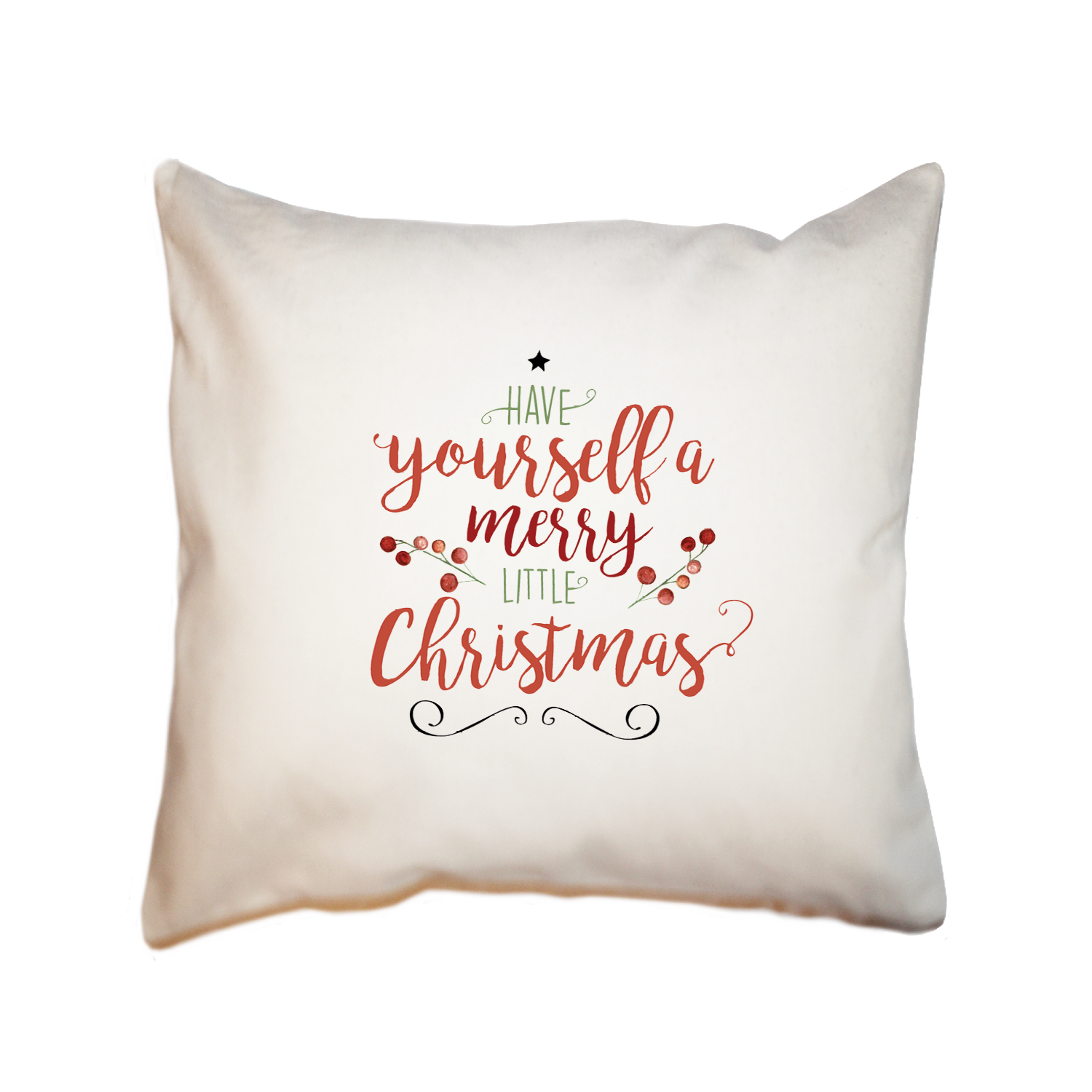 berry merry little christmas square pillow