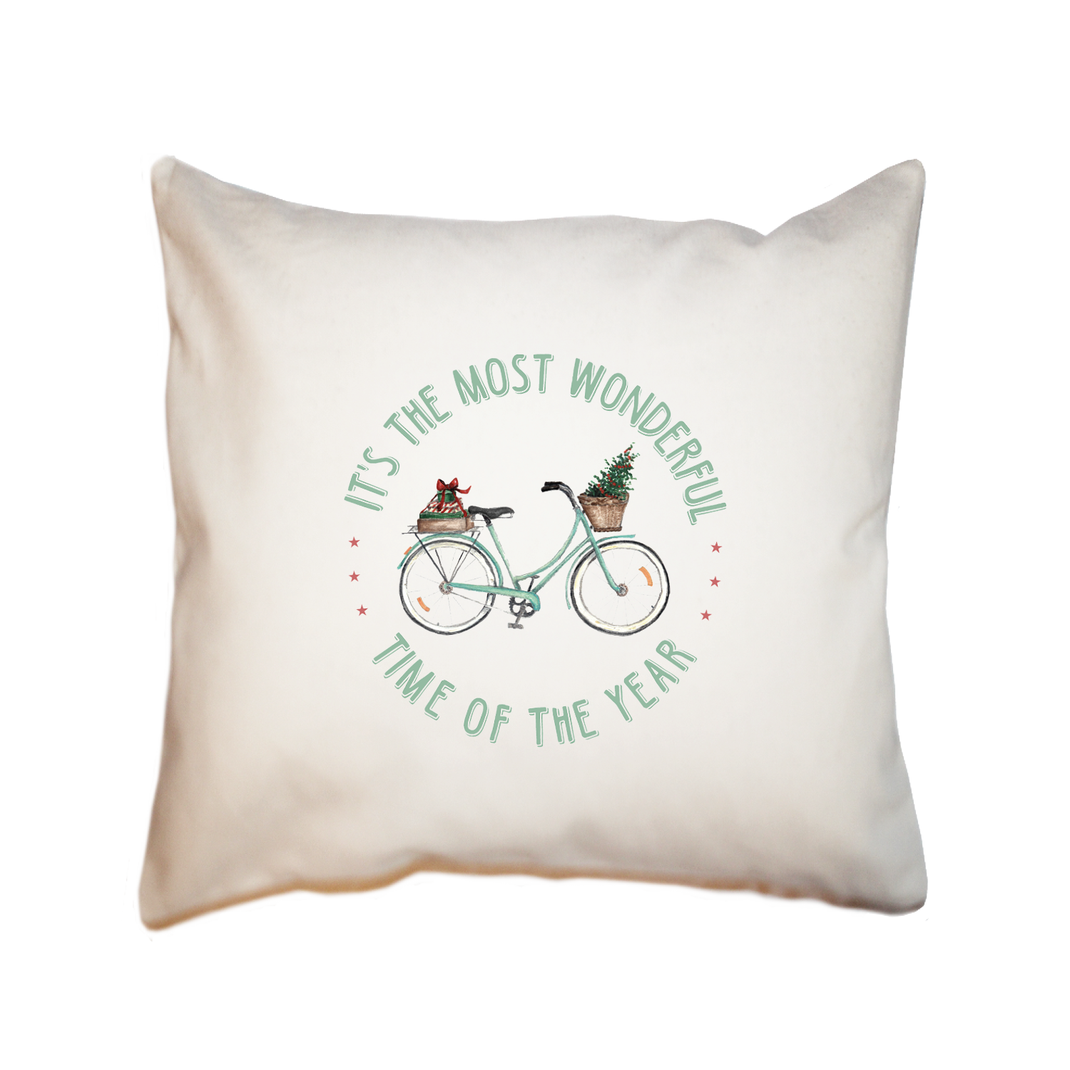 winter bike most wonderful time of year square pillow