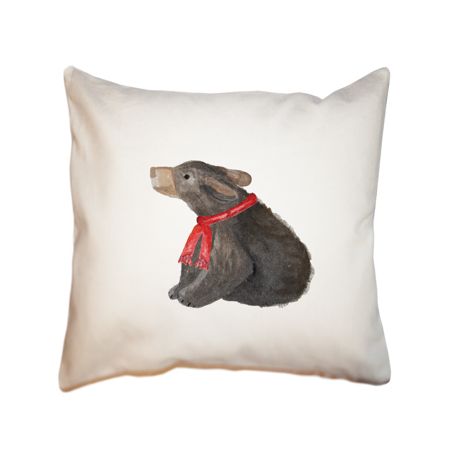 baby bear in scarf square pillow