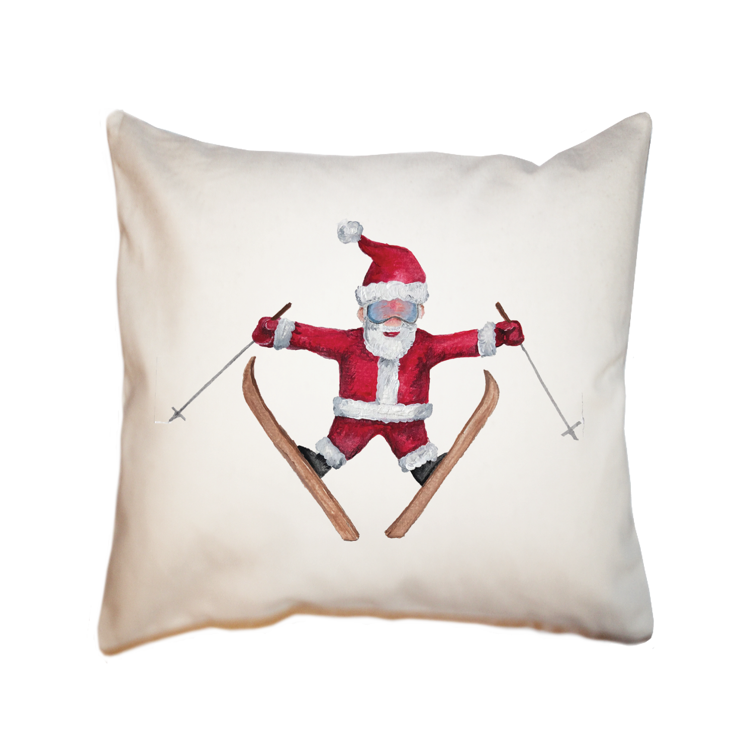 santa on skis square pillow