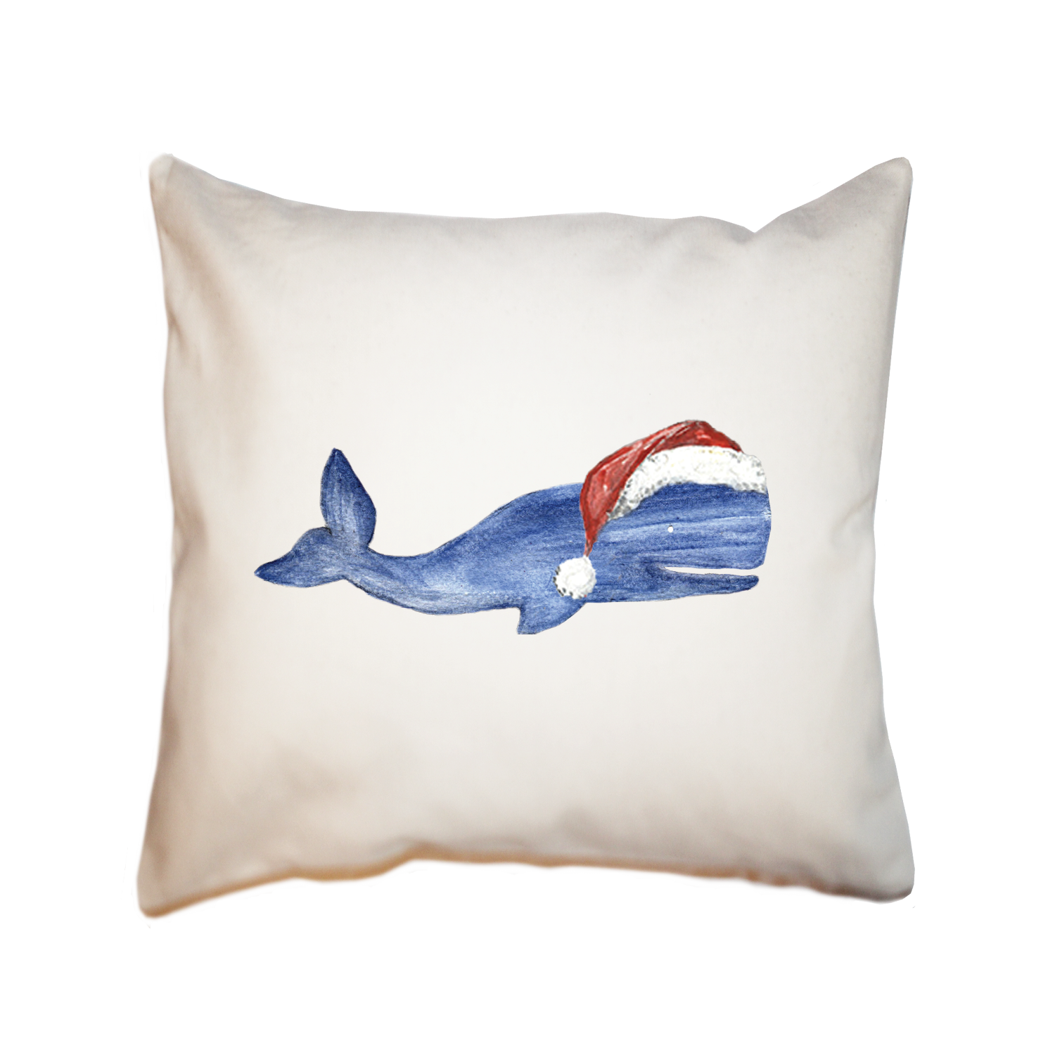 whale with santa hat square pillow