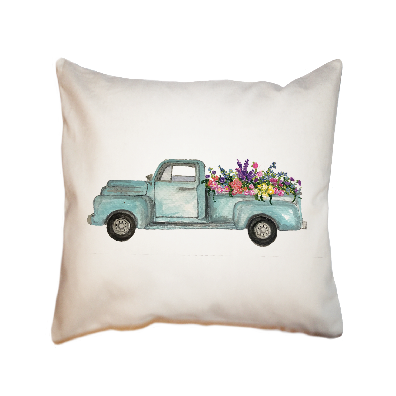 truck with flowers square pillow