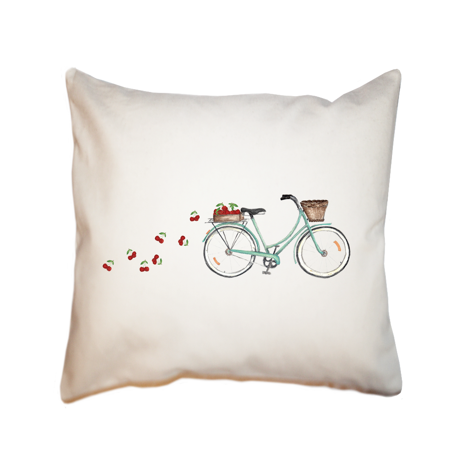 bike with cherries square pillow