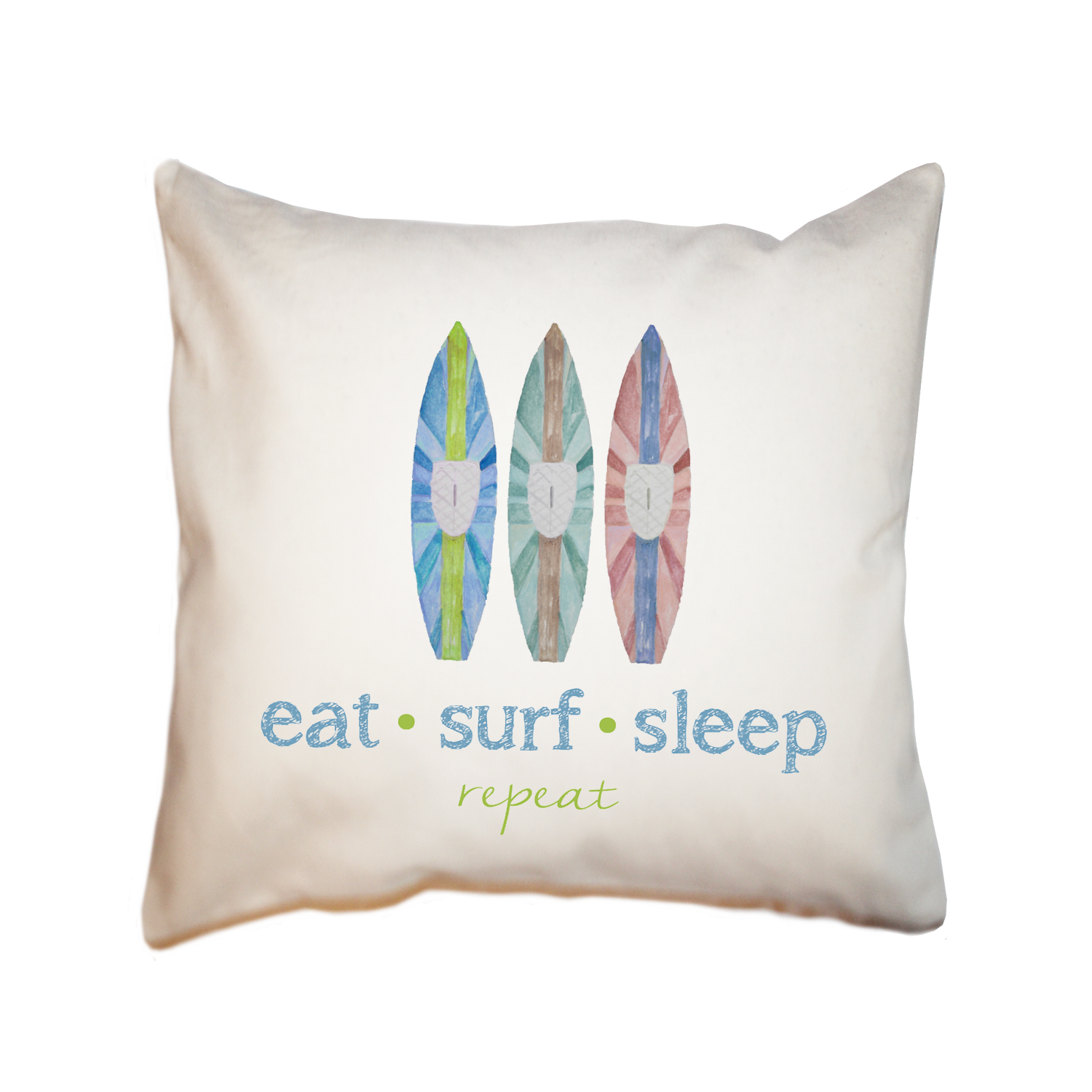 eat surf sleep repeat square pillow