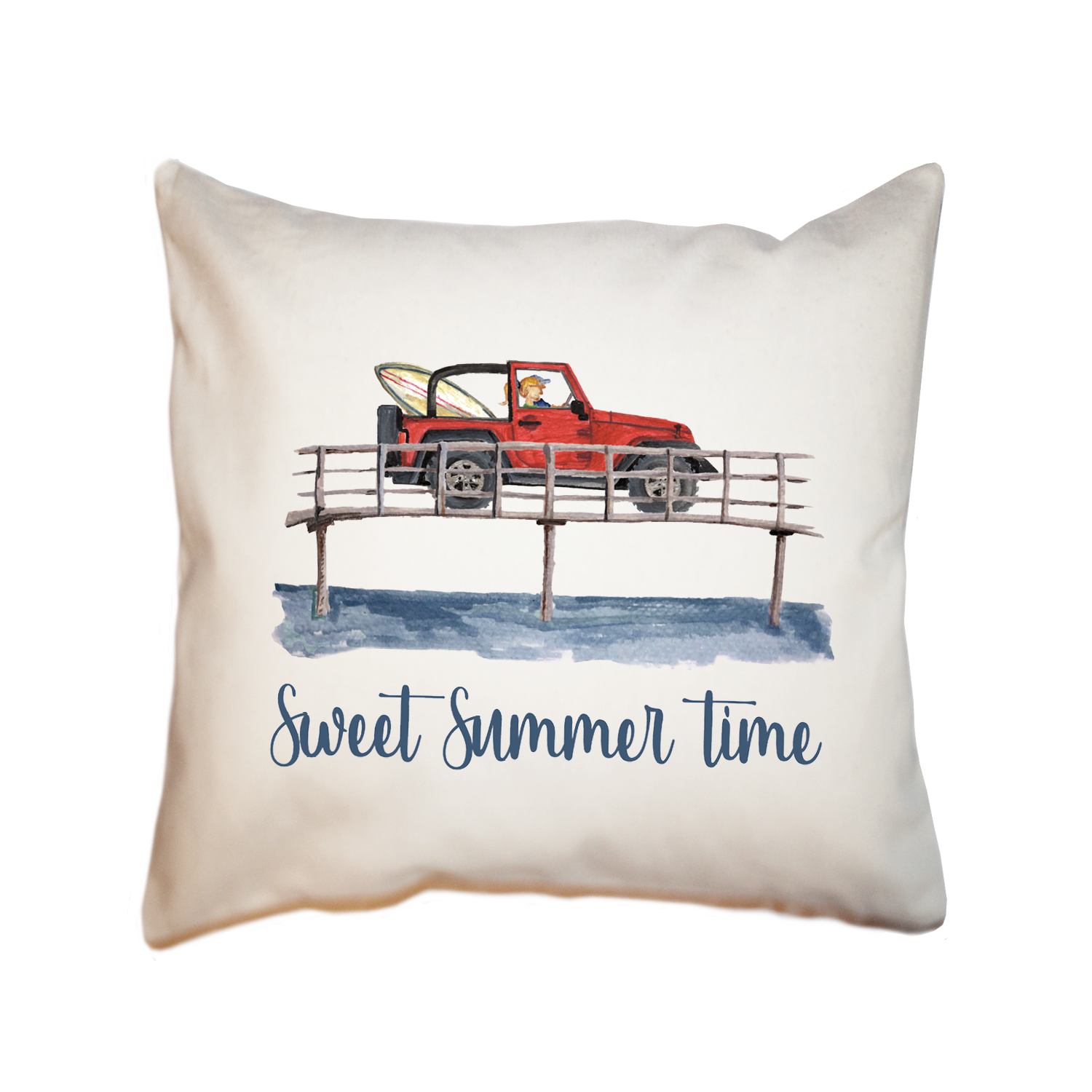 sweet summertime jeep square pillow