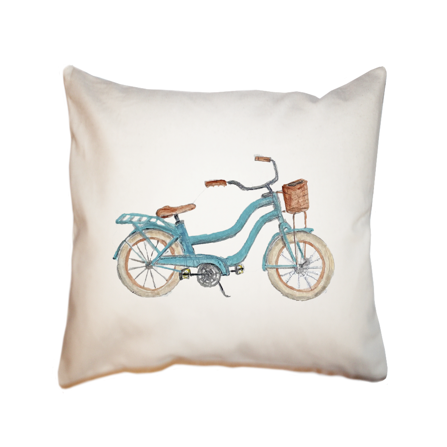 light blue beach bike square pillow