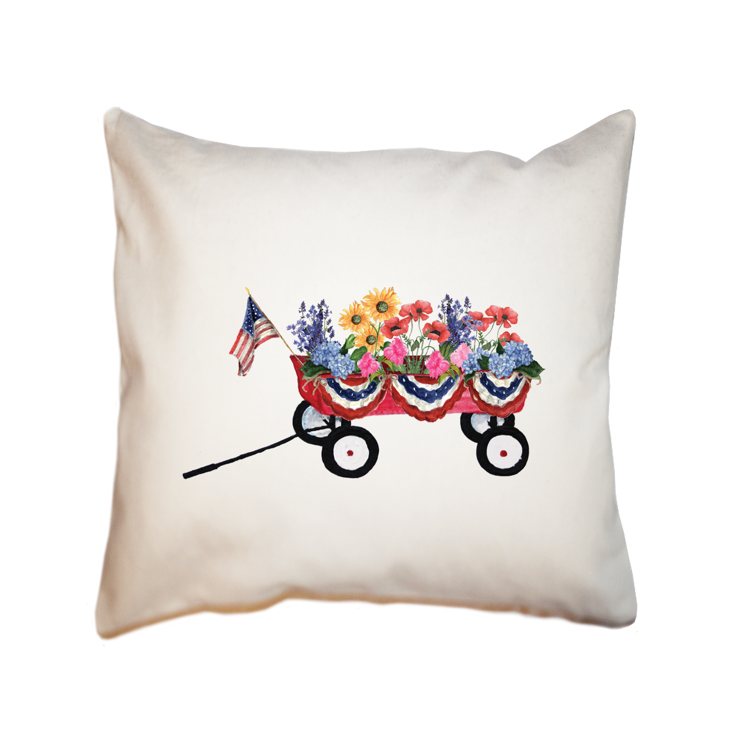 wagon with flowers square pillow