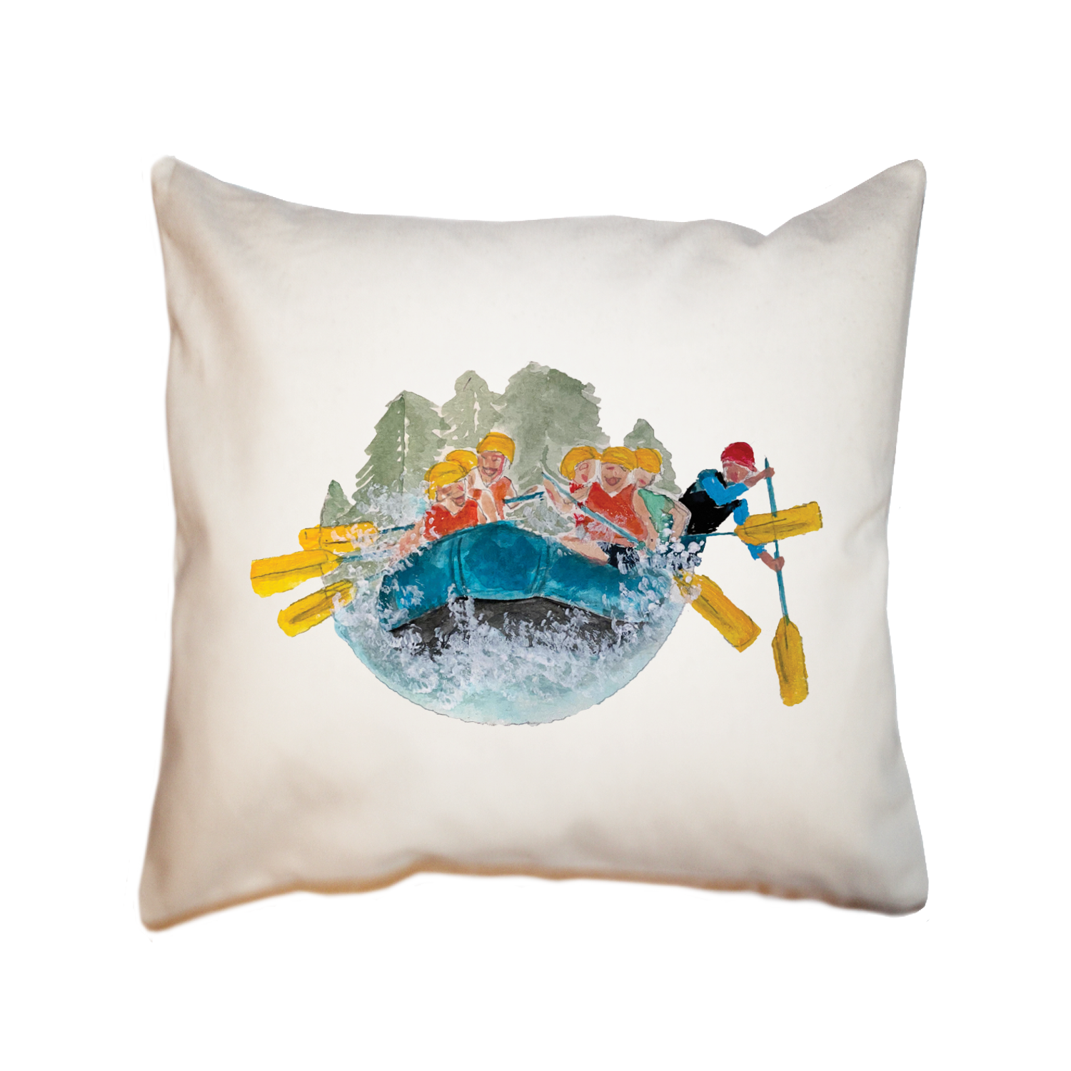 white water rafting square pillow