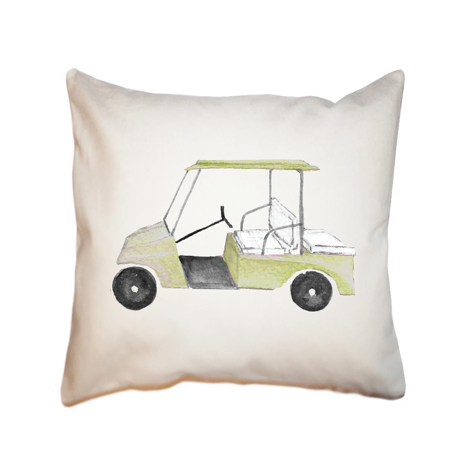 golf cart yellow square pillow