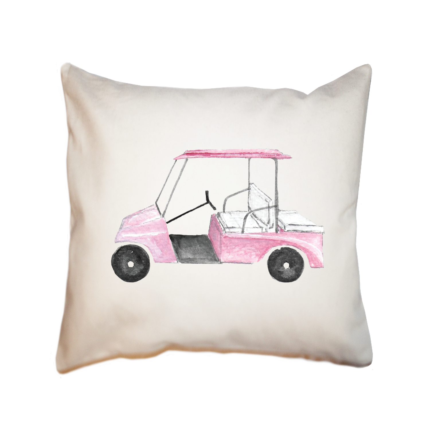 golf cart pink square pillow