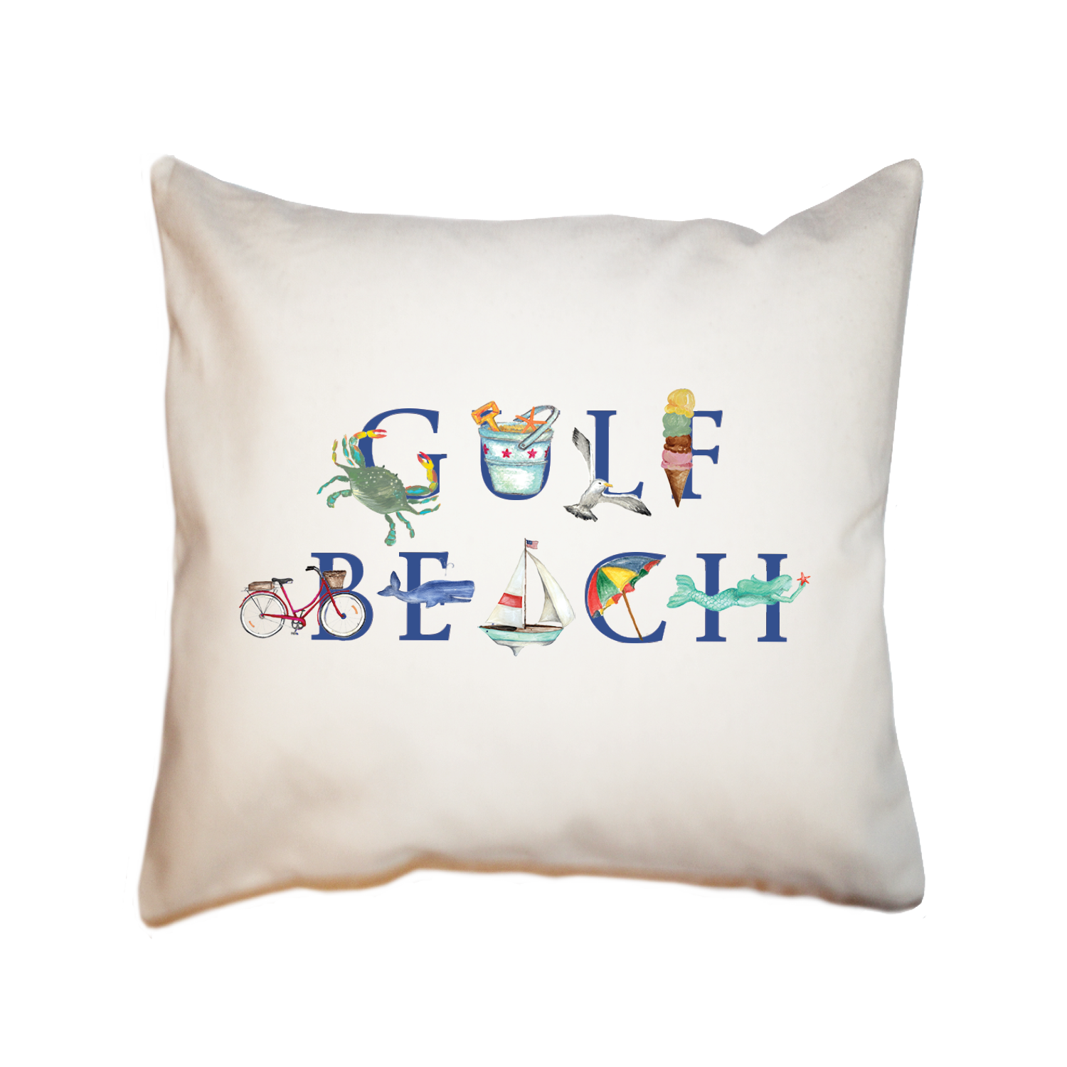 gulf beach square pillow