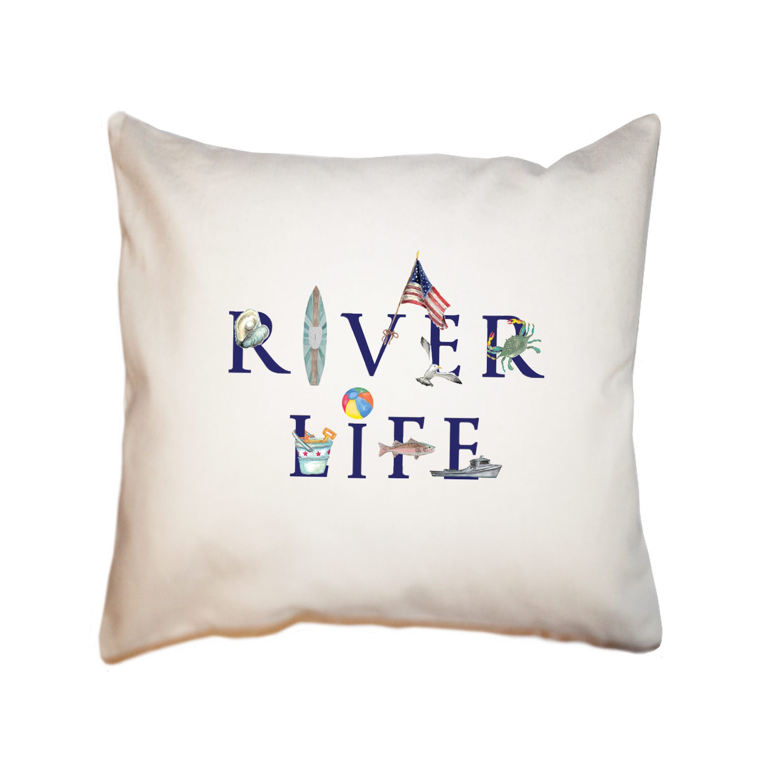 river life square pillow