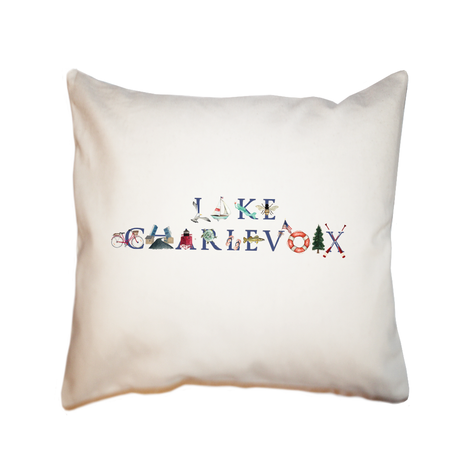 lake charlevoix square pillow