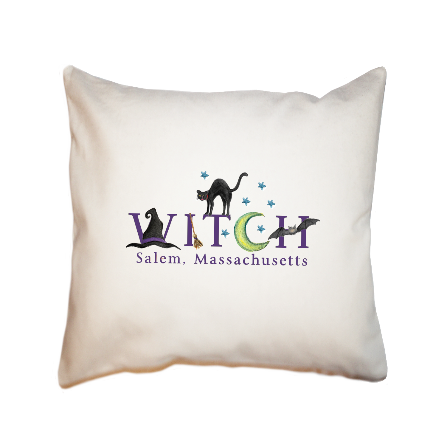 witch salem with black cat square pillow